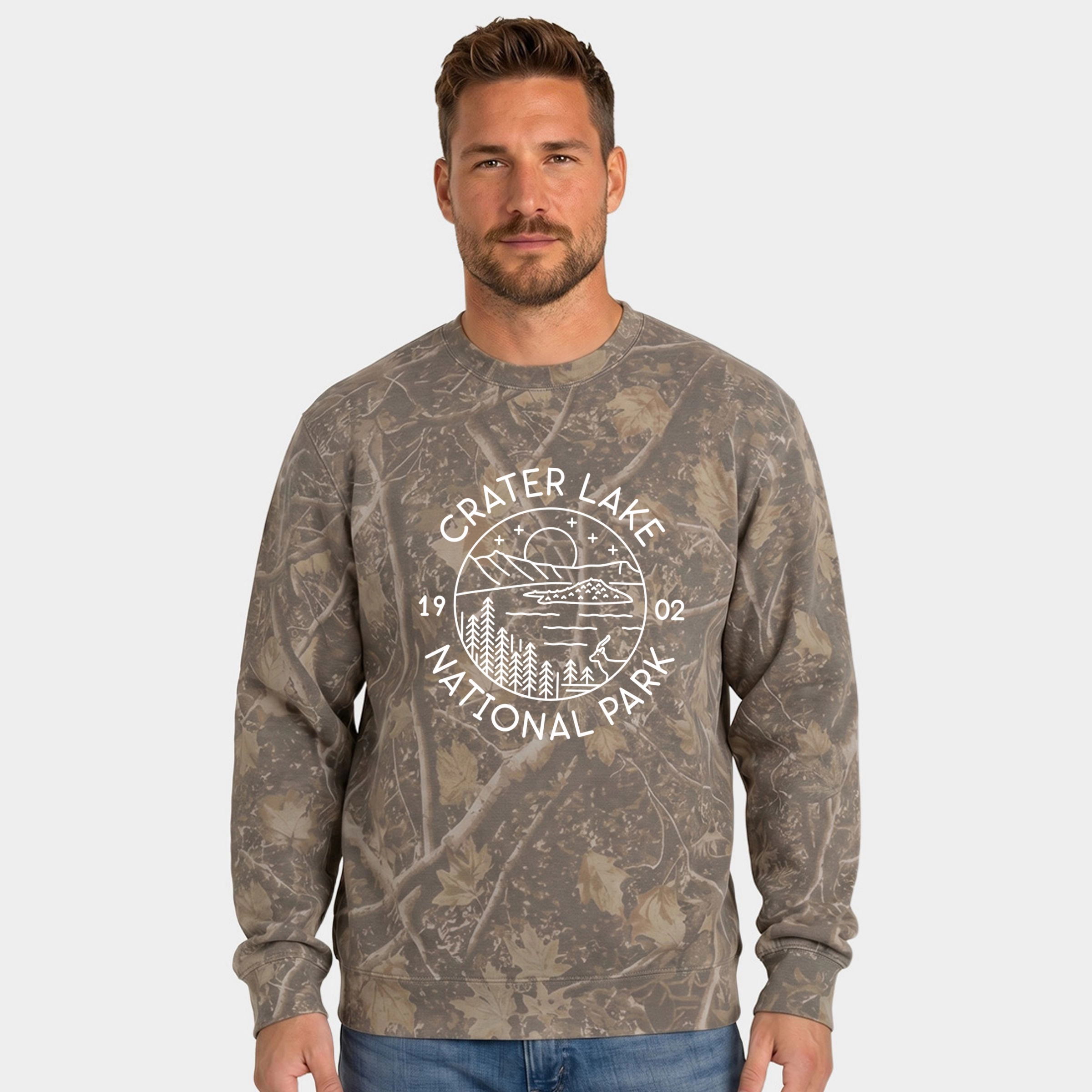 Simply Sage Market - Men's Camo Sweatshirt Crater Lake National Park
