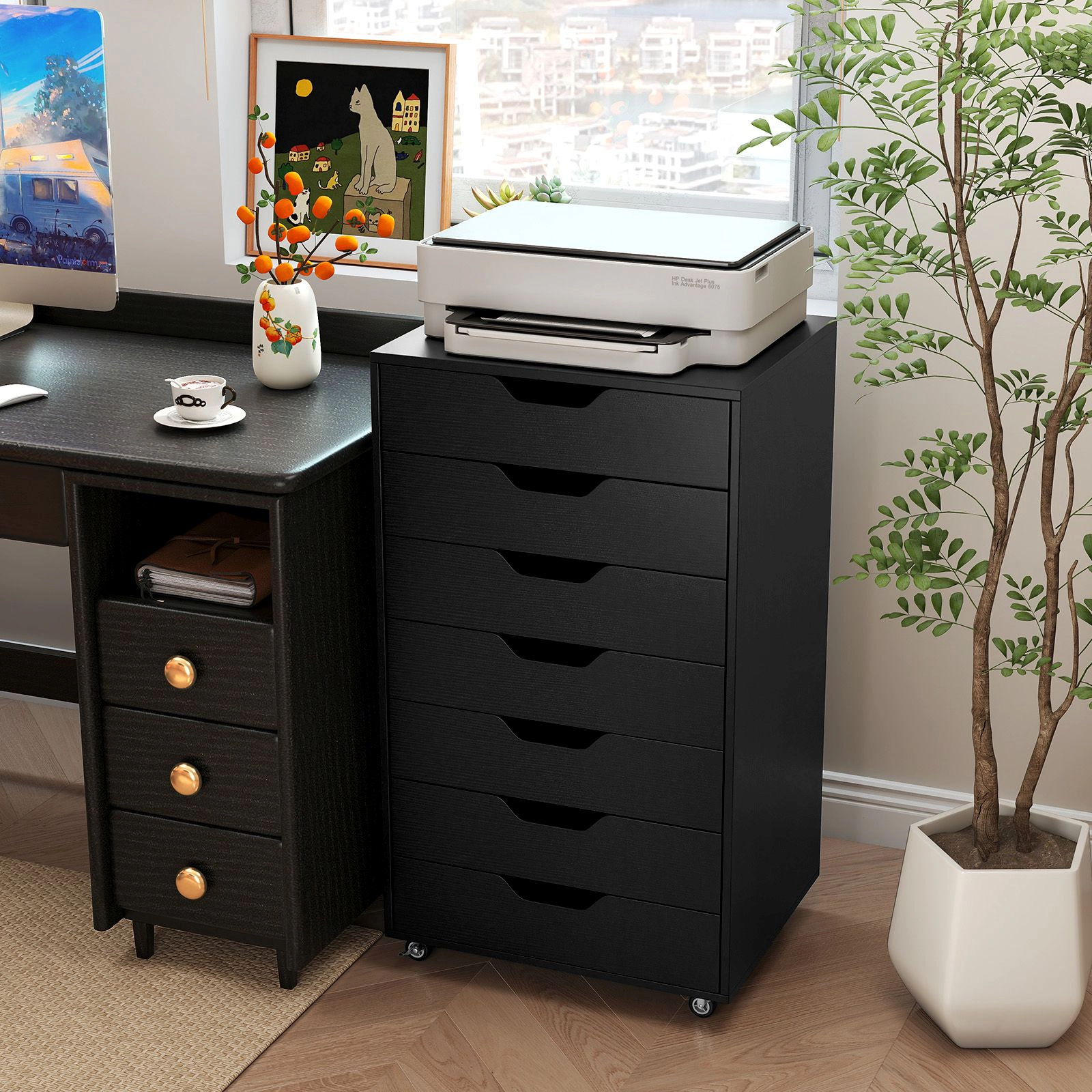 SlickBlue Tall Chest of Drawers with Wheels for Home & Office Organization