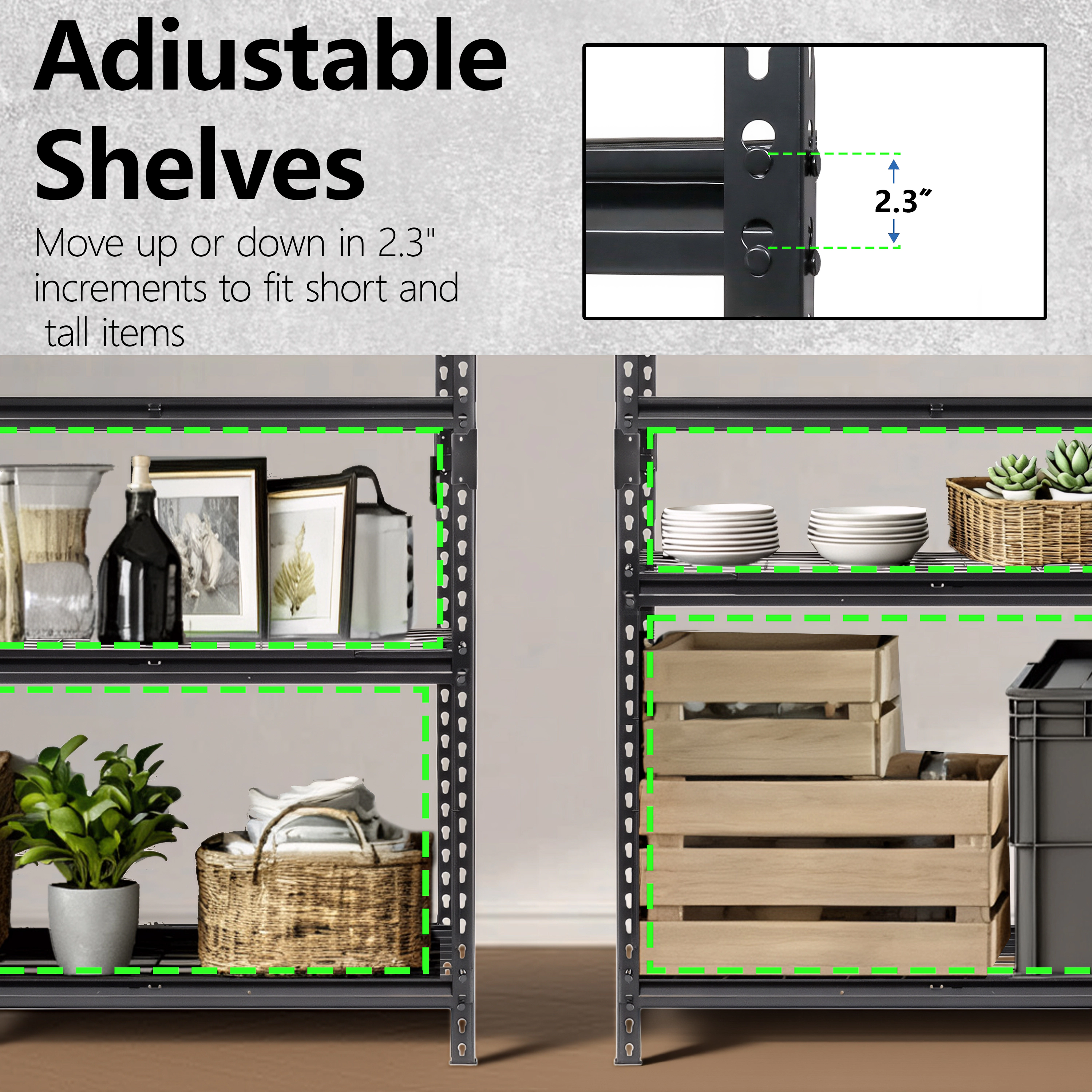 Flynama 5 Tier Heavy Duty Steel Shelving 2250 lb 36W x 18D x 72H in with Boltless Assembly for Garage and Shed in Black