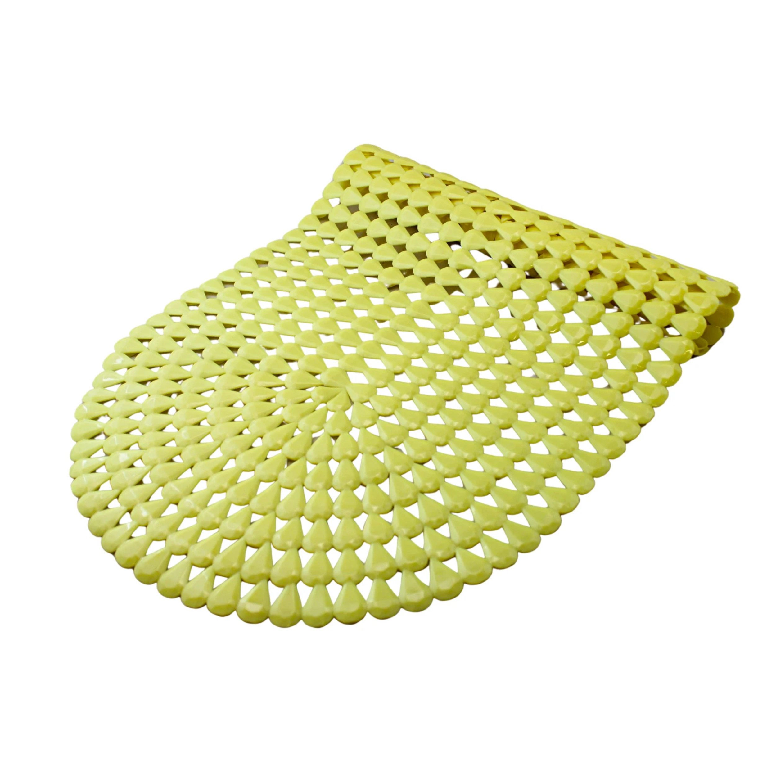 Home Collection Yellow Oval Bath Mat with Suction Cups 27" x 15"