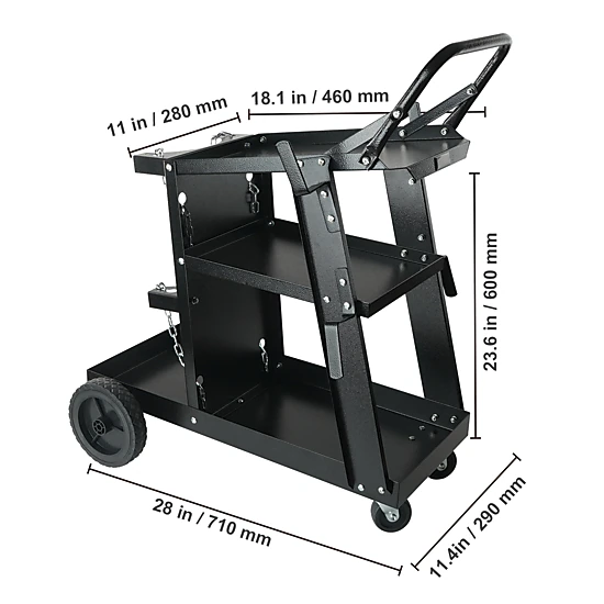 HONGGE Welding Cart with Weight Capacity Wheels Tank Storage Safety Chains Cart for Welding