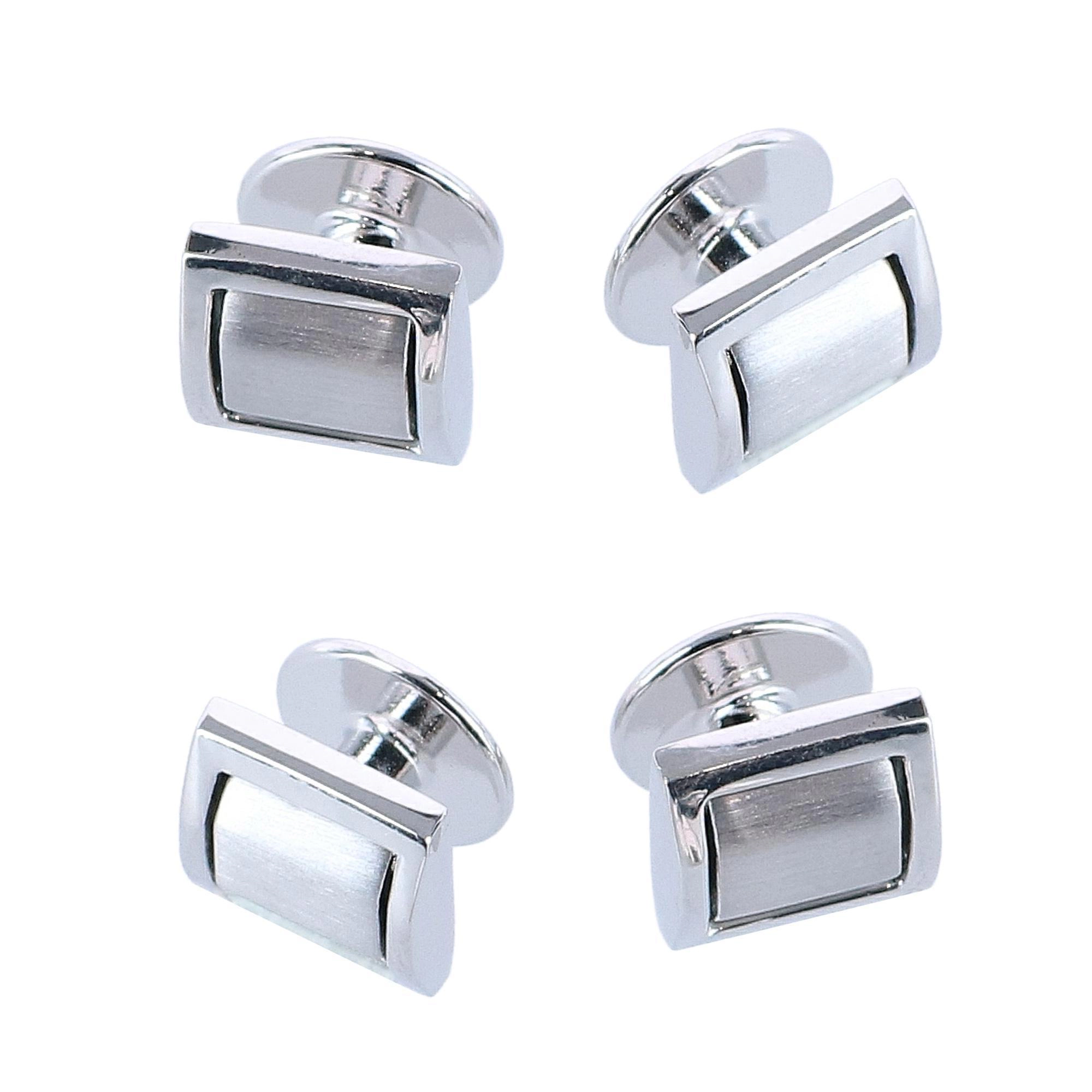 Trafalgar Plaza Square Rhodium Over Brass Set (Cufflinks & Tuxedo Studs)