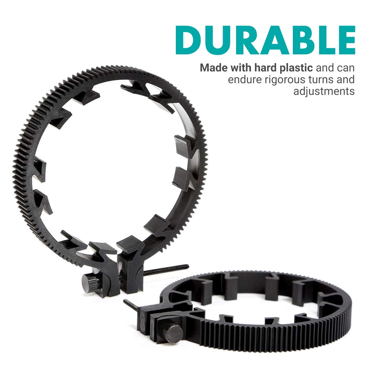 Movo FR3 Adjustable 3-Piece Follow Focus Ring Gear Set - Includes 65mm 75mm and 85mm Lens Rings