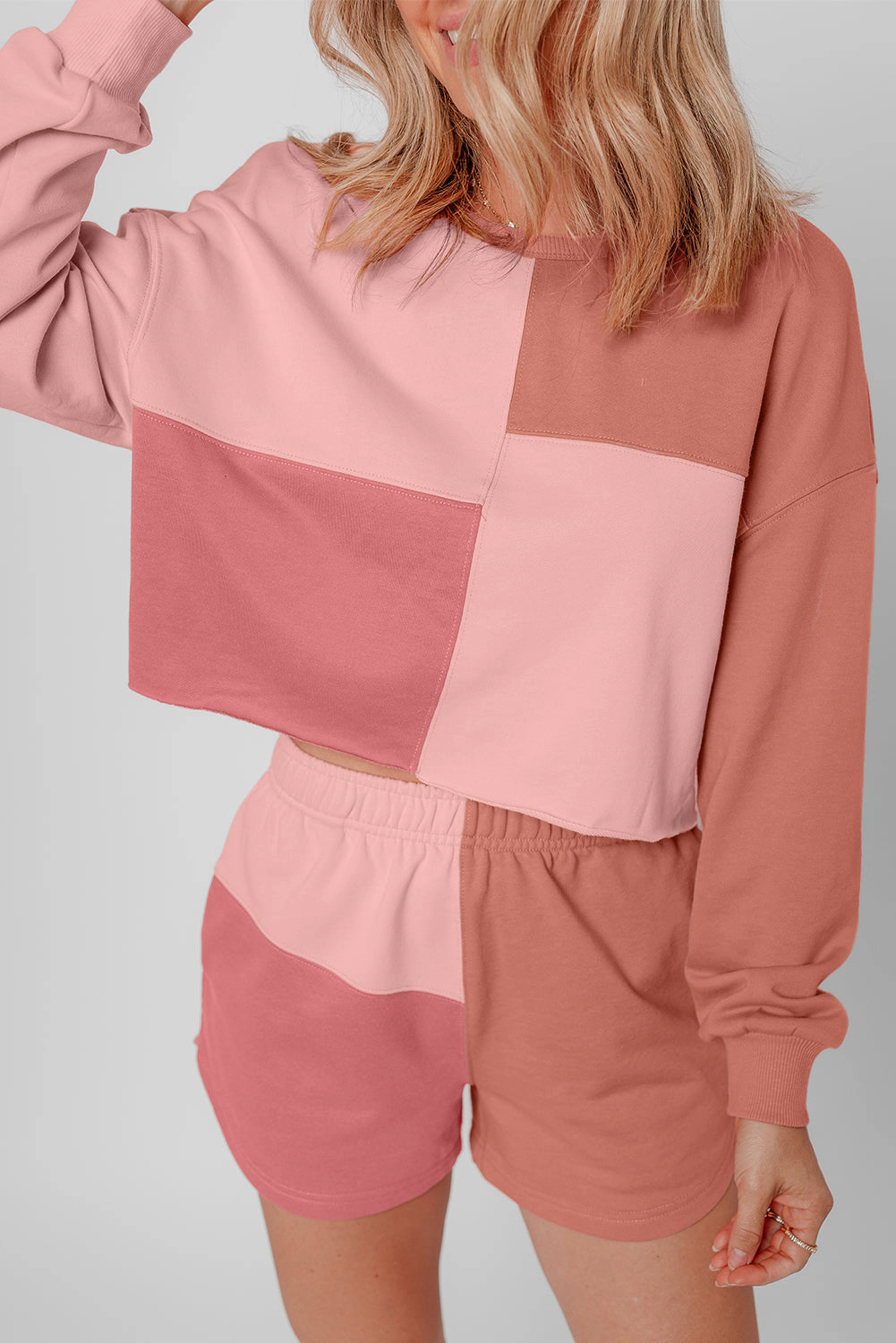 Threaded Pear Women's Saige Patchwork Long Sleeve Shorts