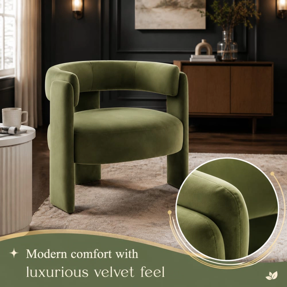 GOODSILO Modern Upholstered Accent Chair Solid Frame