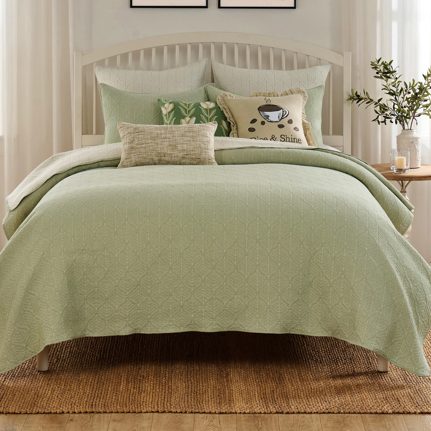 Greenland Home Fashions Harper Cotton Reversible Lightweight 2 PC Coverlet Set