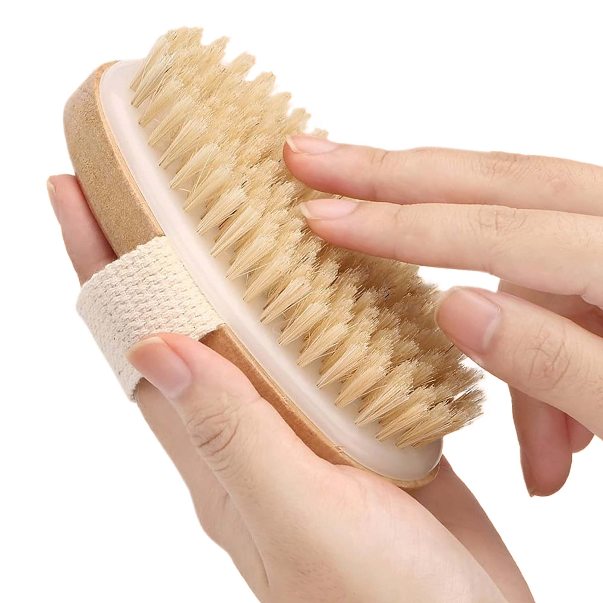 Cheer Collection 2-Pack Natural Bristle Exfoliating Body Brushes with Hand Straps
