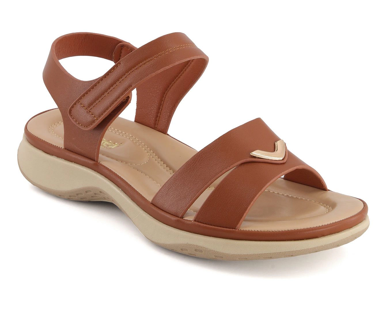 Andrea Womens Ankle Strap Sandals With Hook And Loop Closure