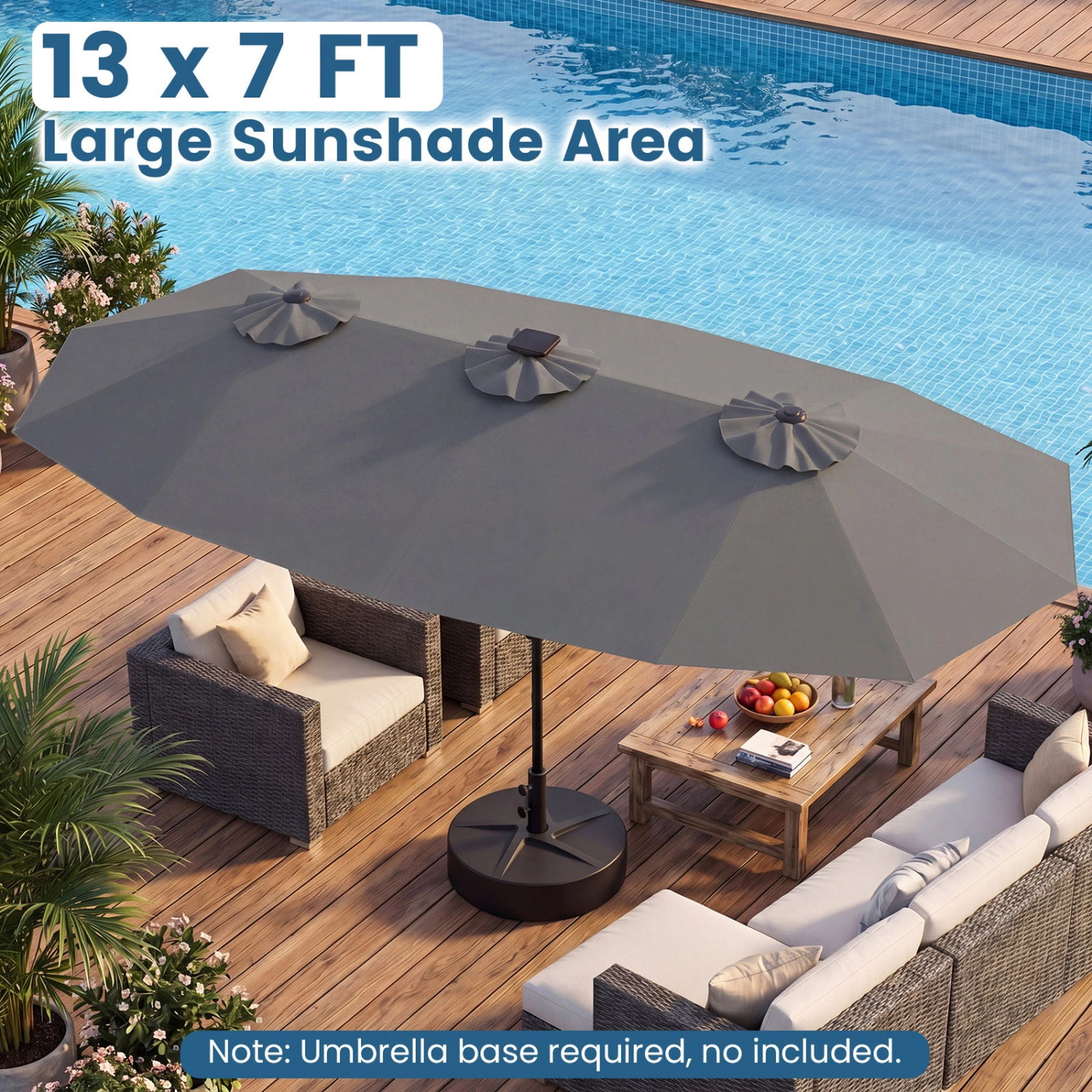 SUGIFT 108 Color-Changing Solar LED Lights and 12 Ribs 13 FT Double-Sided Patio Umbrella