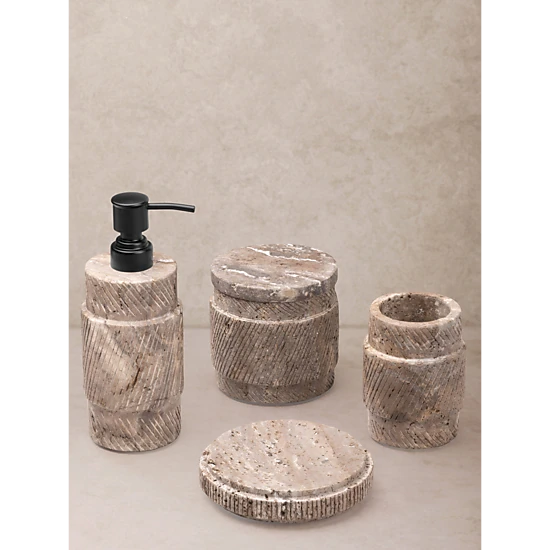 GAURI KOHLI Tallinn Gray Travertine Bath Accessories