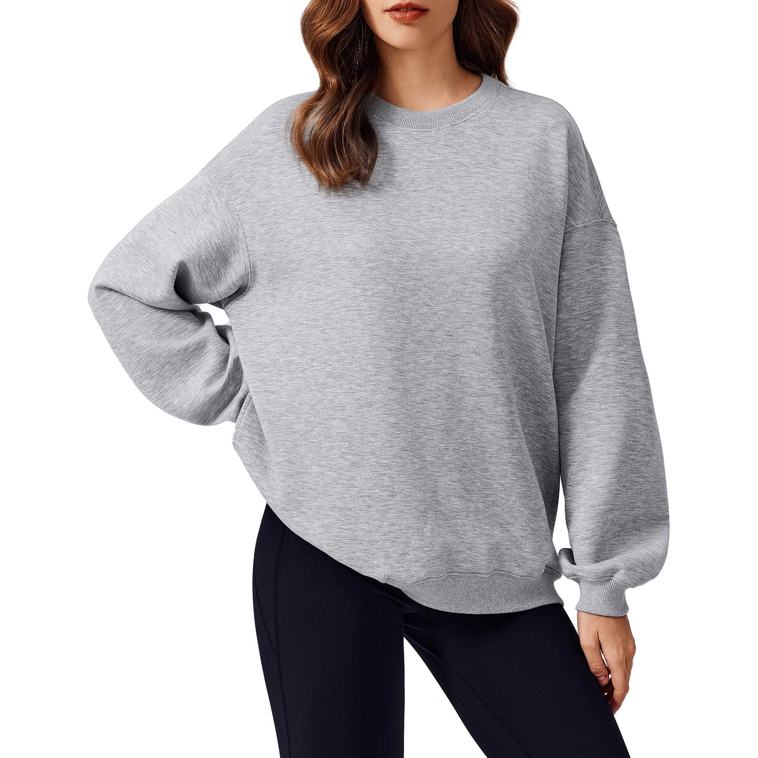 Pinspark Womens Oversized Crew Neck Sweatshirt Long Sleeve Drop Shoulder Casual Tops
