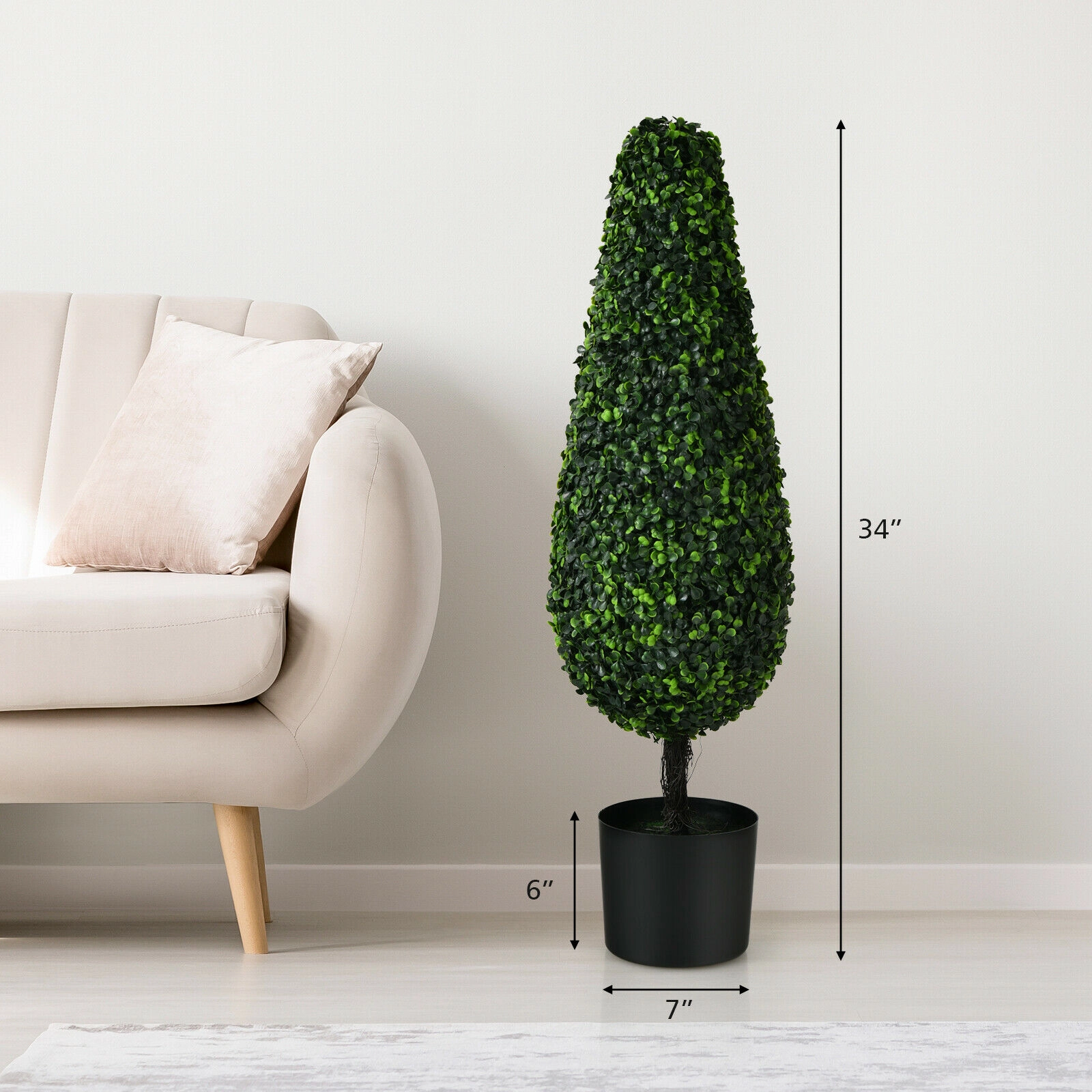 Slickblue Set of 2 34-Inch Artificial Tower Topiary Trees for Indoor Outdoor