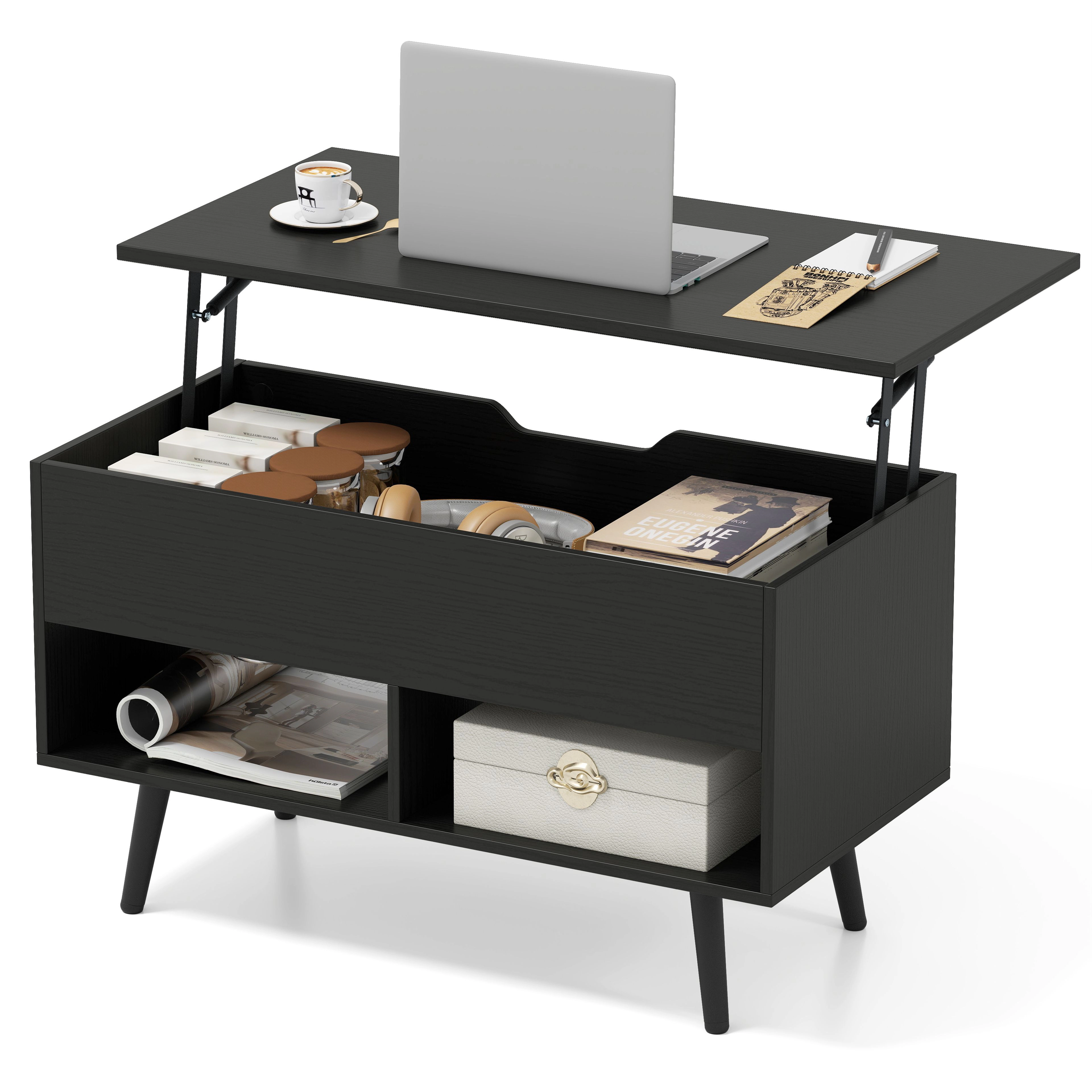 SlickBlue Lift Top Coffee Table with Hidden Storage Compartments