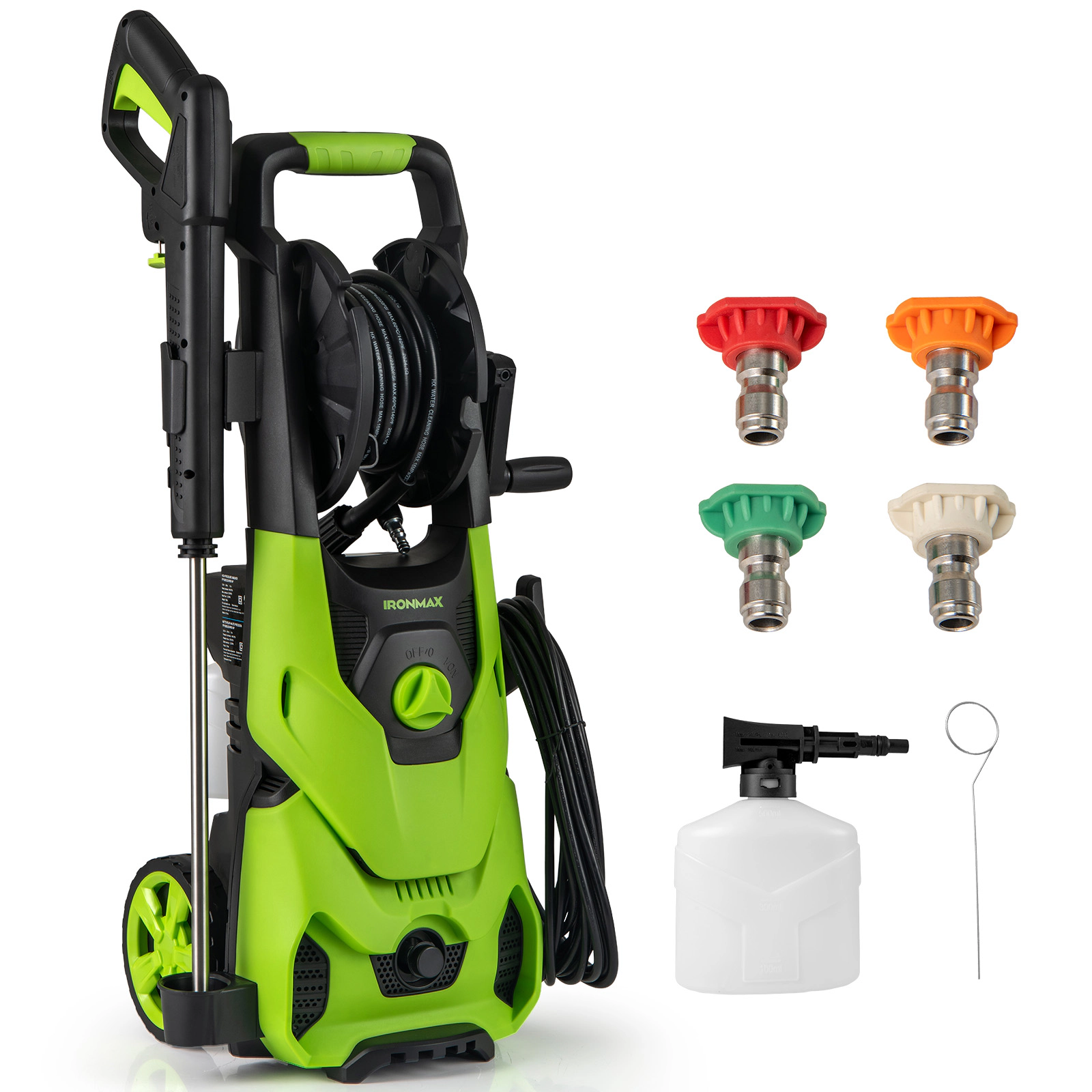 LJG 2150PSI Electric Pressure Washer 1.2GPM with 4 Quick Connect Nozzles and Foam Cannon