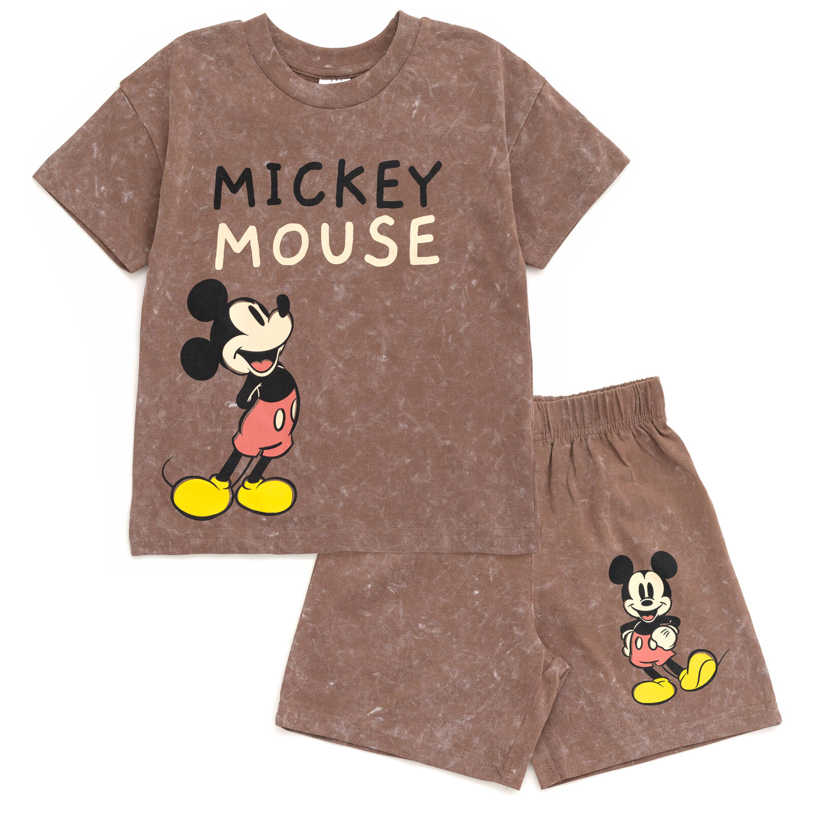 Disney Mickey Mouse Boys' Mineral Wash 2-Piece T-Shirt and Shorts Set
