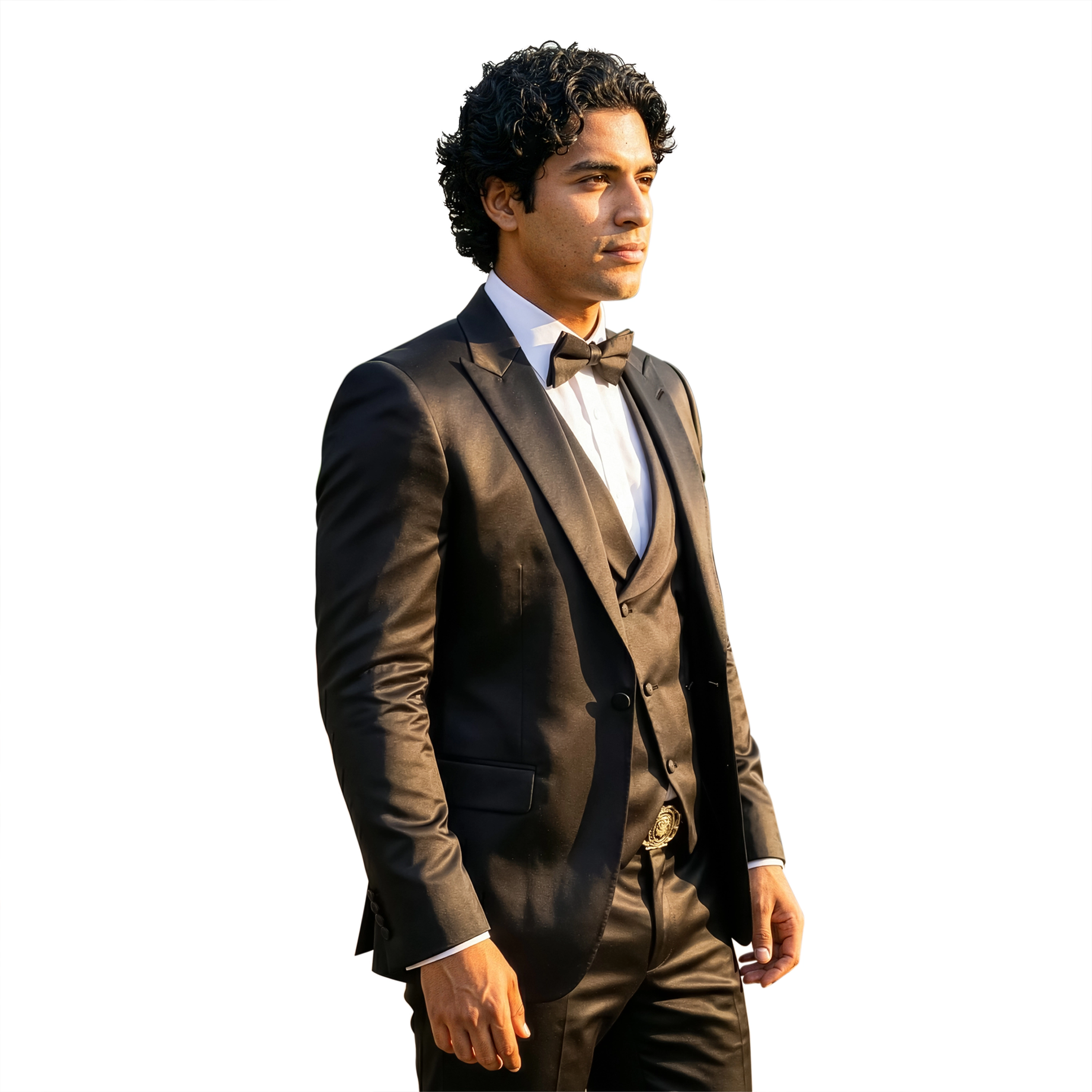 Tazzio Men’s Skinny Fit 3-Piece Satin Suit Set, Shawl Collar on Vest