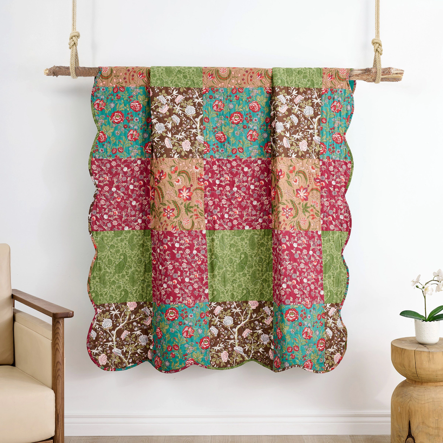 Greenland Home Fashions Danica Cotton Face Microfiber Back Accessory Throw 50x60 Multi