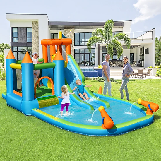 SUGIFT Kids Multicolor Water Slide Bounce House with Splash Pool and Climbing Wall 19.5-ft W 300-lb Total Capacity