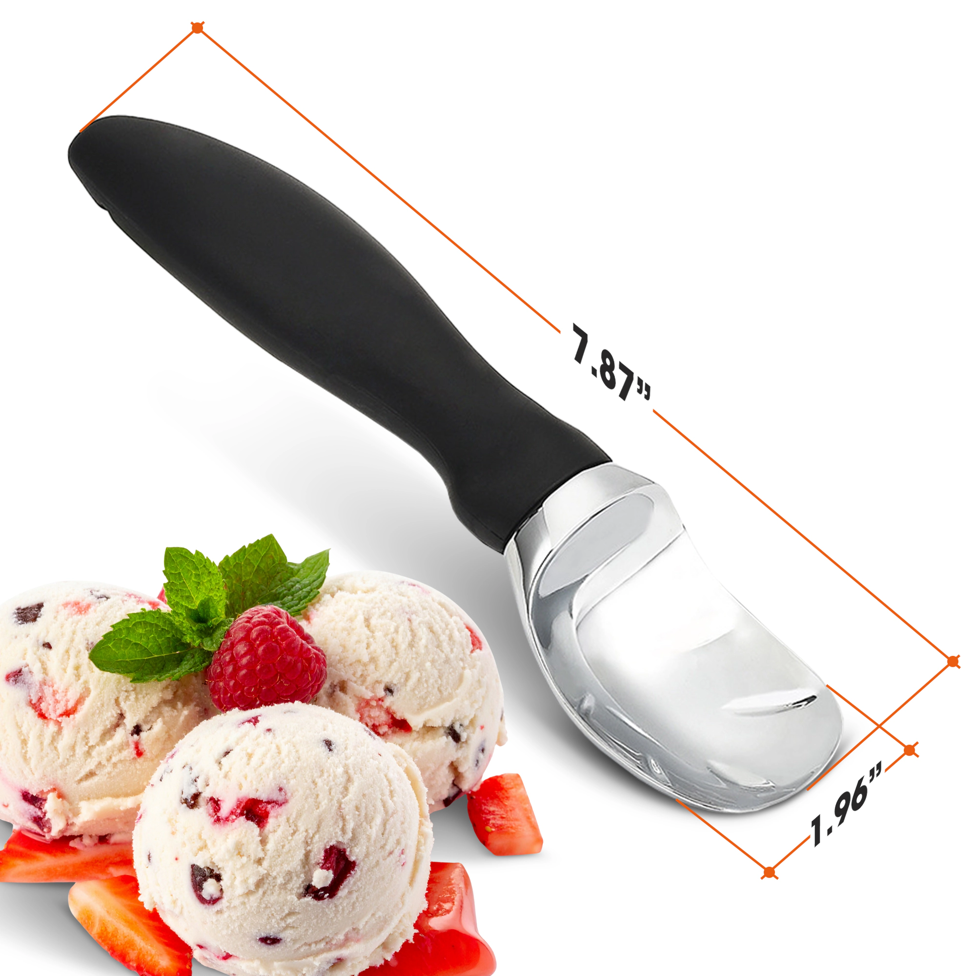 Cheer Collection Heavy Duty Stainless Steel Ice Cream Scoop with Soft Grip Handle and Lid Opener