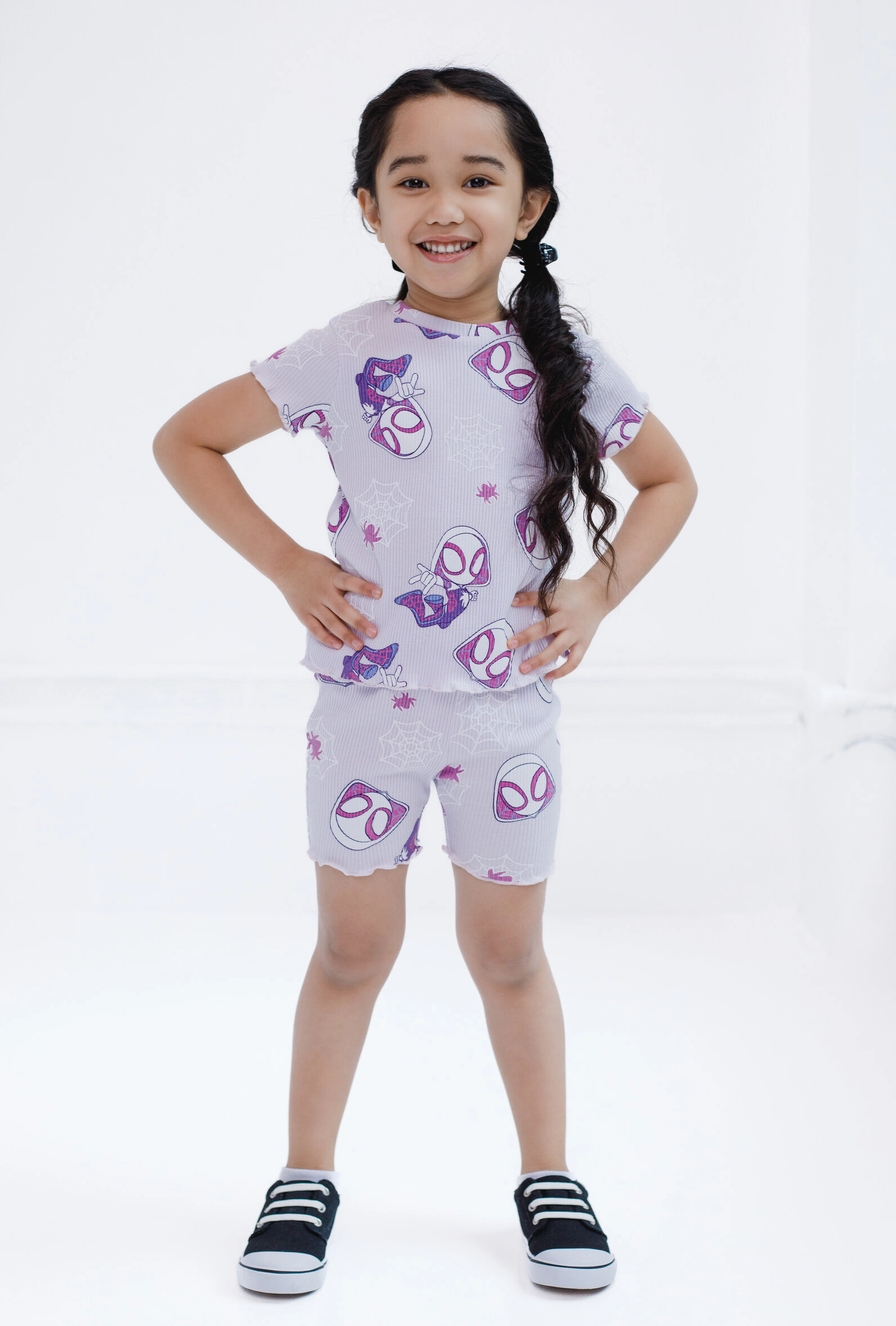 Marvel Spidey and His Amazing Friends Ghost-Spider Girls' 2-Piece Tee Bike Shorts Set