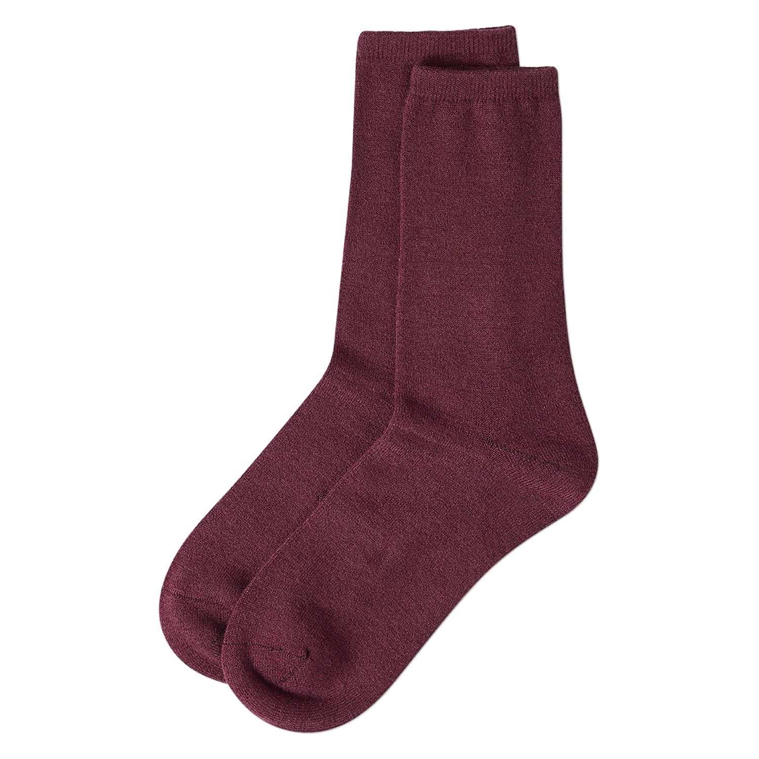 Women's Solid Soft Flat Knit Cashmere Blend Crew Sock