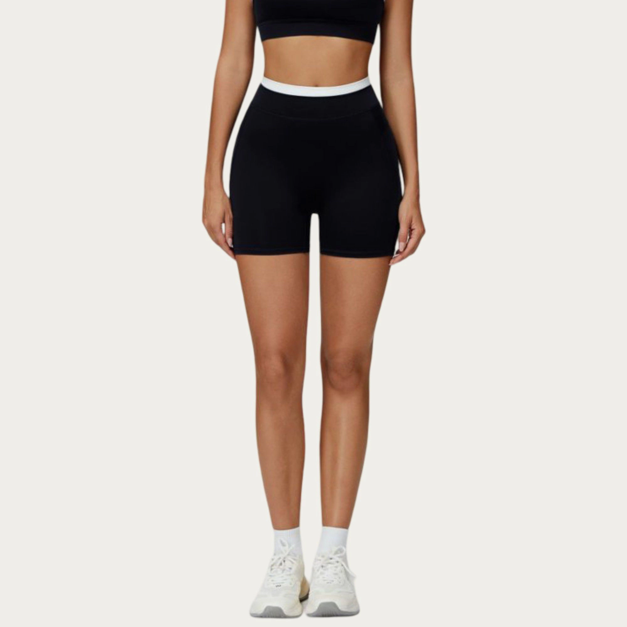 Anna-Kaci Women's High Waist Biker Shorts with Smooth Stretch Fabric and Contrast Waistband