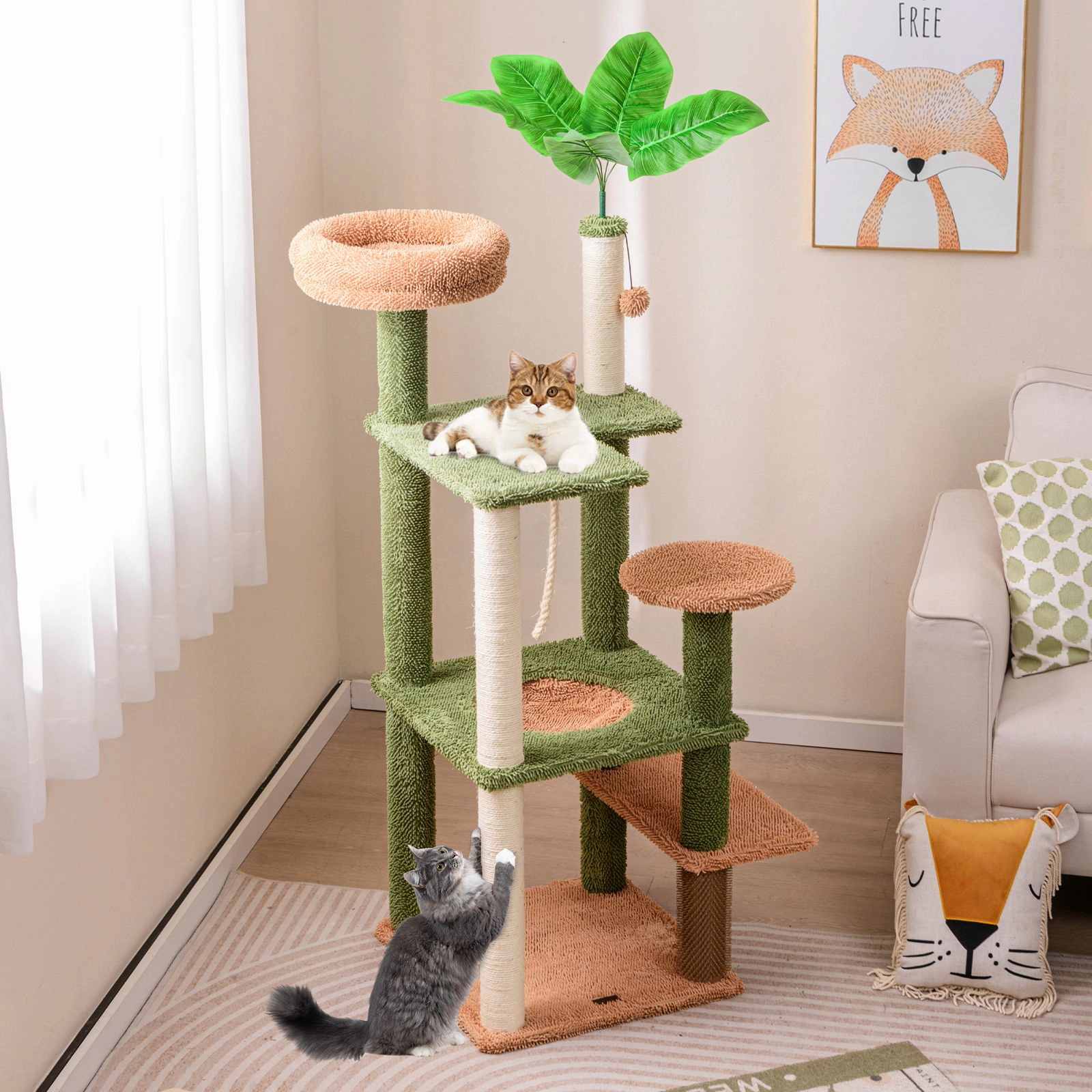 SlickBlue Multi-Level Cat Tree with Plush Perch and Sisal Rope