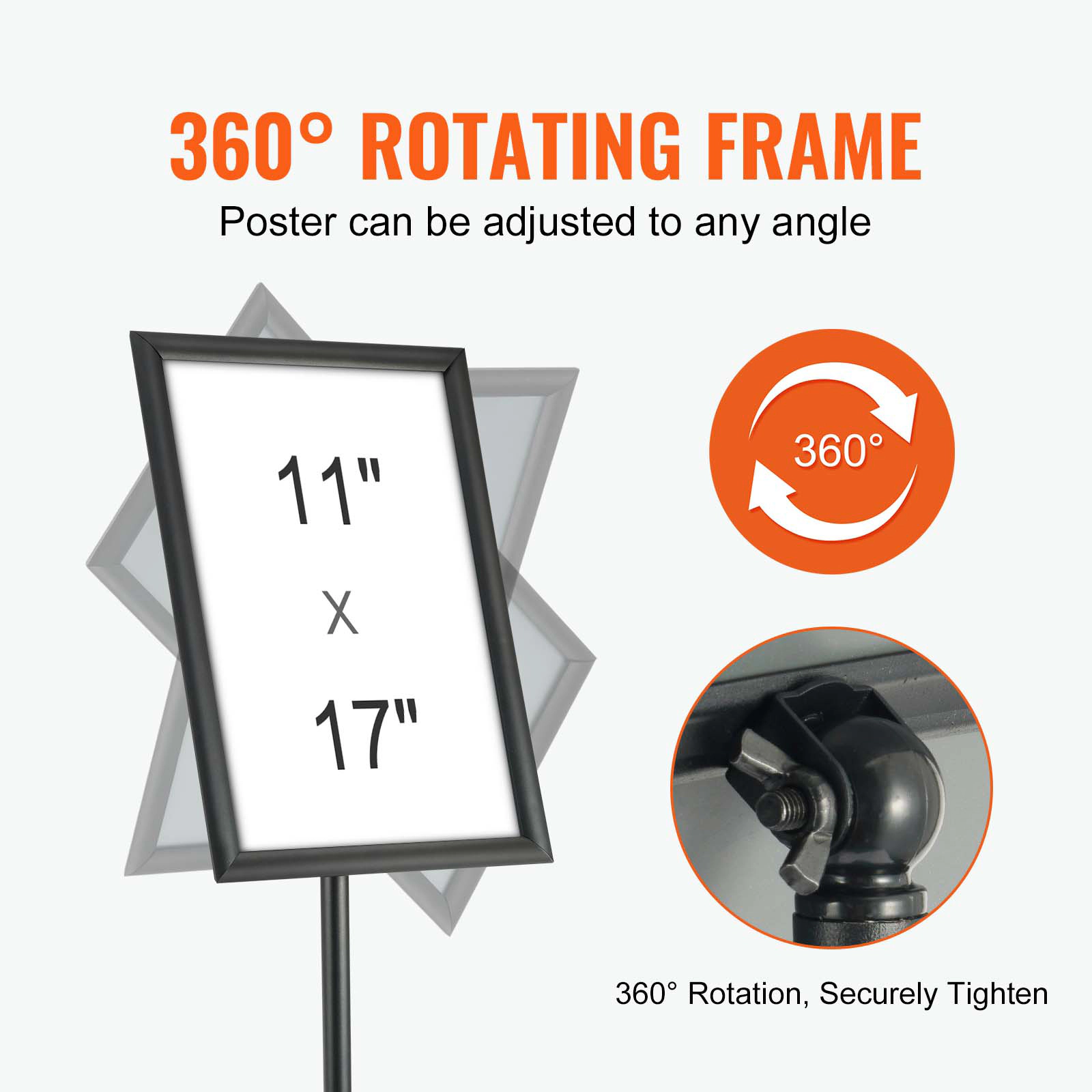 HONGGE Pedestal Sign Holder Vertical and Horizontal Adjustable Poster Stand Heavy-Duty Floor Standing Sign Holder with