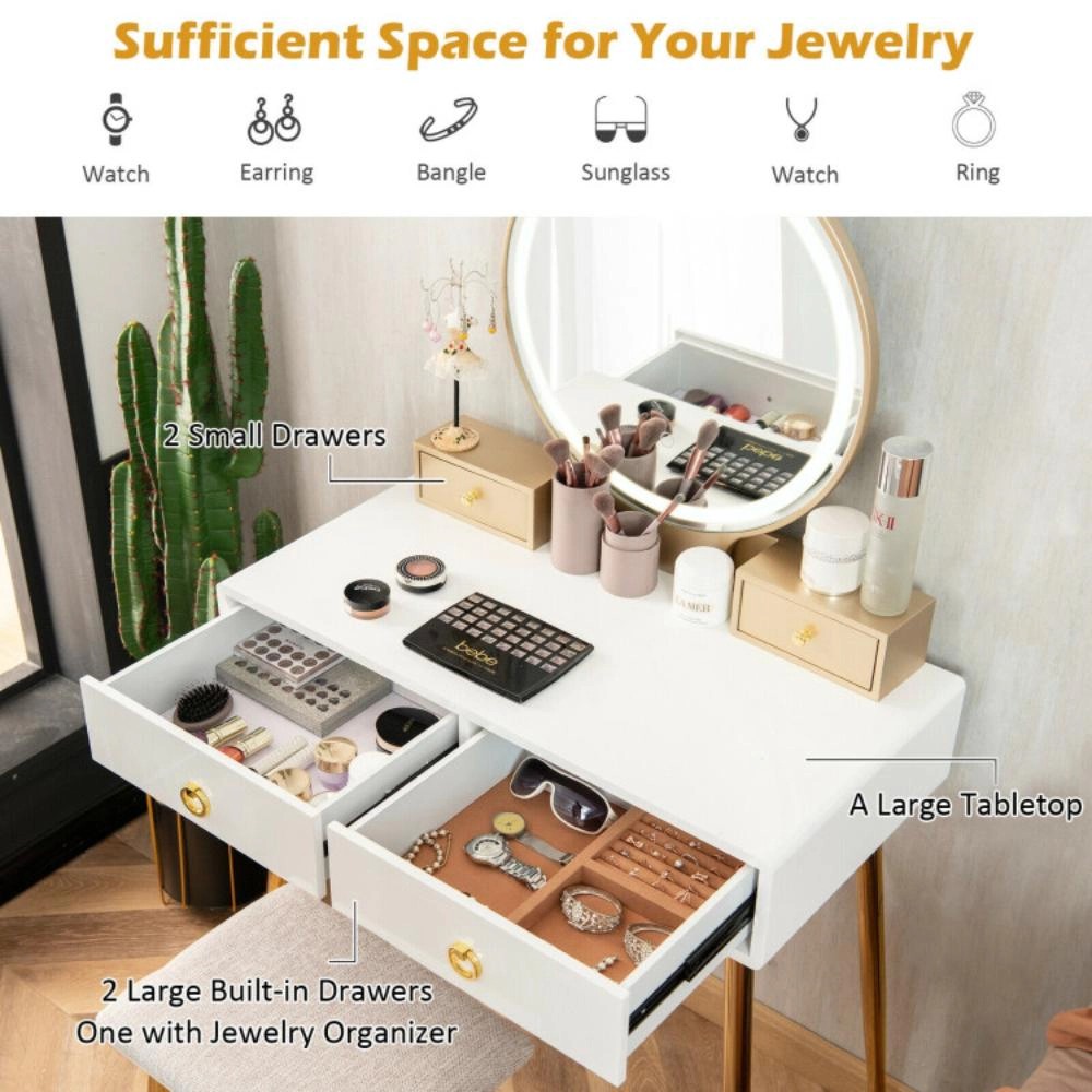 Hivvago Vanity Table Set With Mirror-White