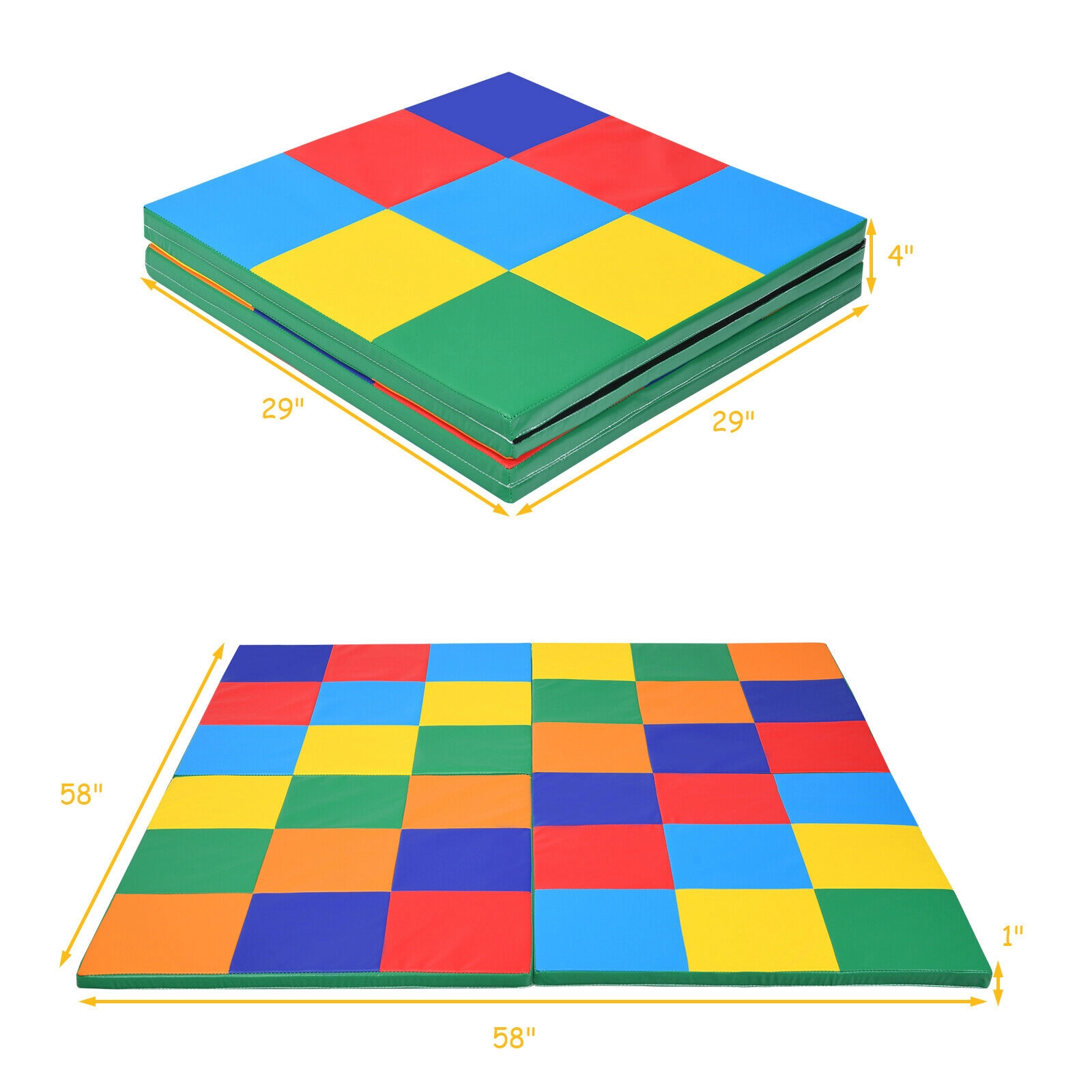 SUGIFT Baby Multicolor Folding Foam Play Mat with Hook and Loop Fasteners 58-in W 58-in D 1-in H Ages 9 Months+