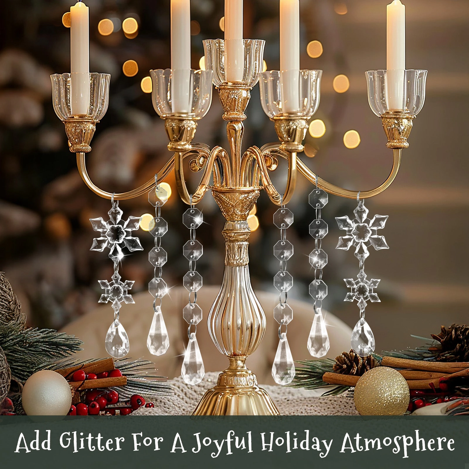 Wrapables 22pcs Christmas Tree Ornaments, Acrylic Hanging Snowflakes and Icicles Decorations for Winter New Year Parties