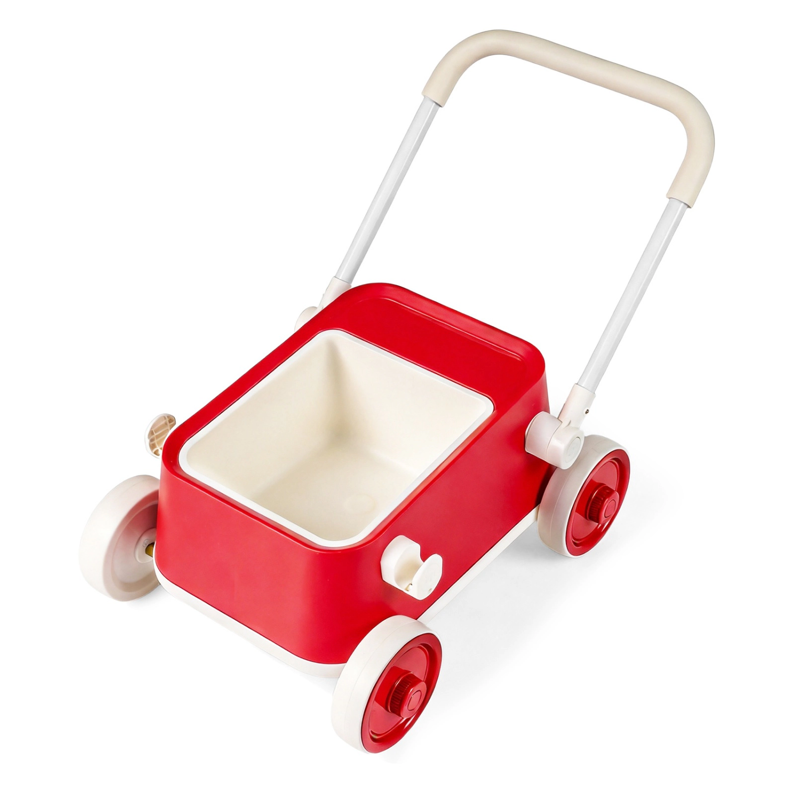 SUGIFT Red Wheels Foldable Handlebar and Storage Basket Baby Push Walker