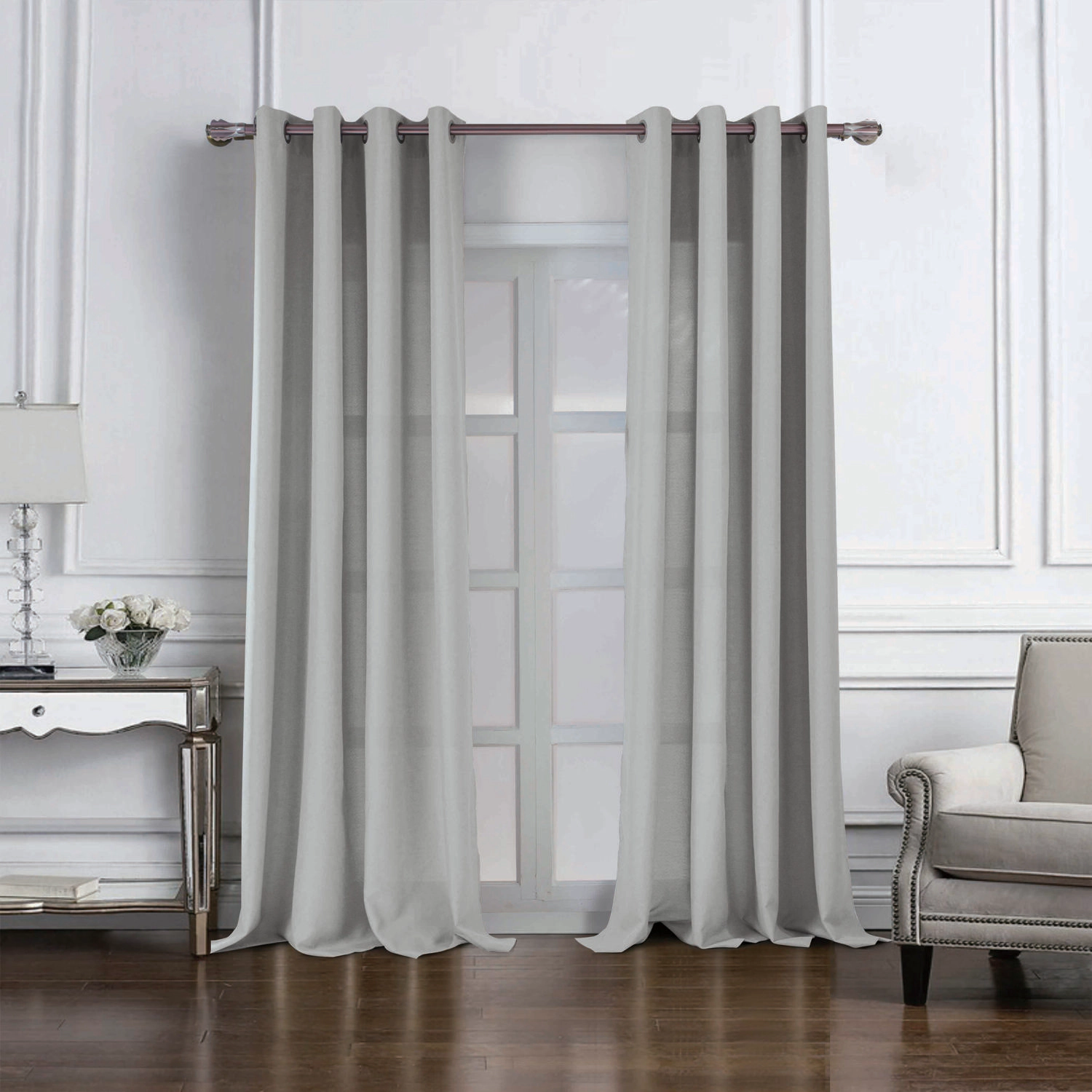 RT Designers Collection Cole Textured Grommet Room Darkening Curtain Panel 54" x 84" Silver