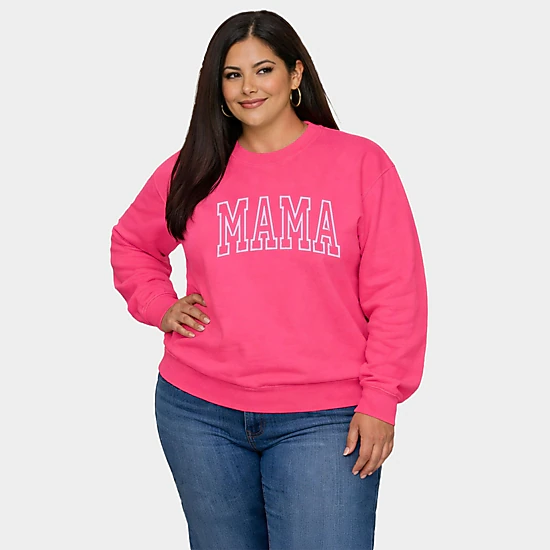 Simply Sage Market - Embroidered Mama Arch -  Women's Plus Sized Graphic Sweatshirt