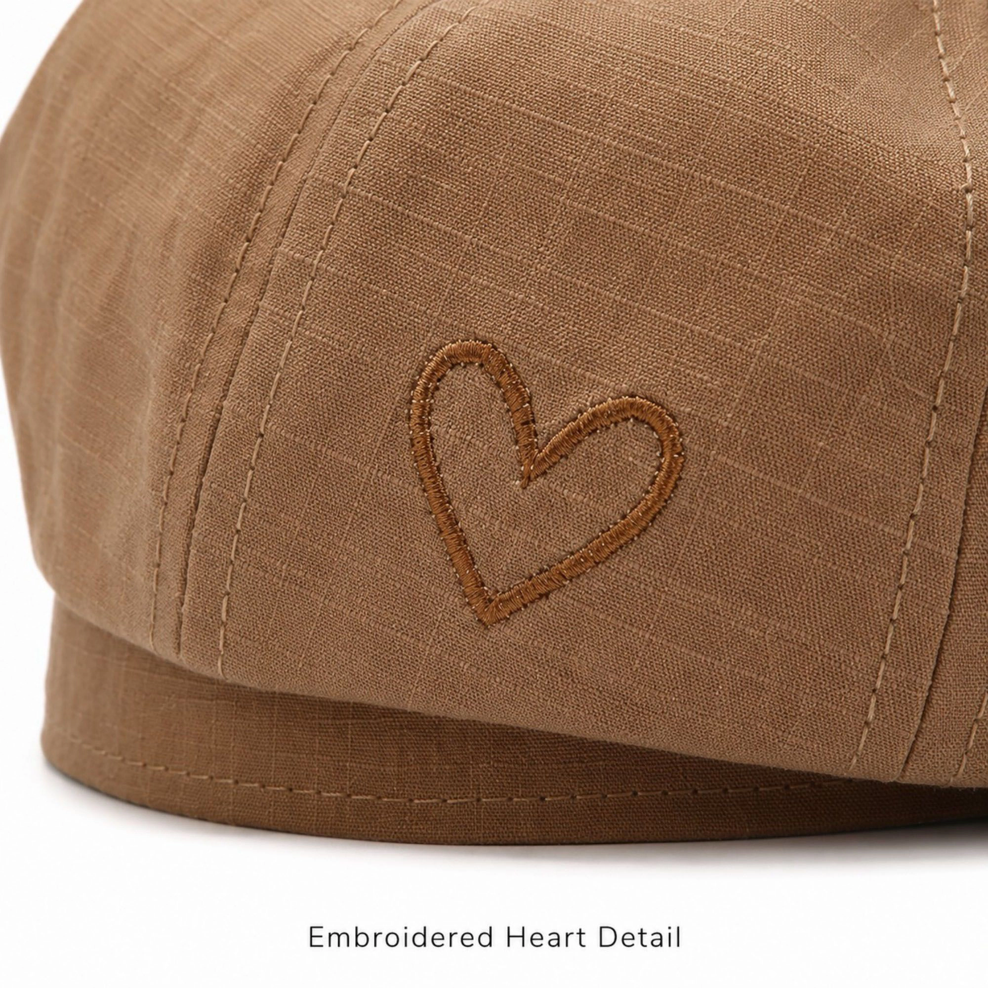 Anna-Kaci Women's Heart Embroidered Newsboy Cap Textured Baker Boy Hat
