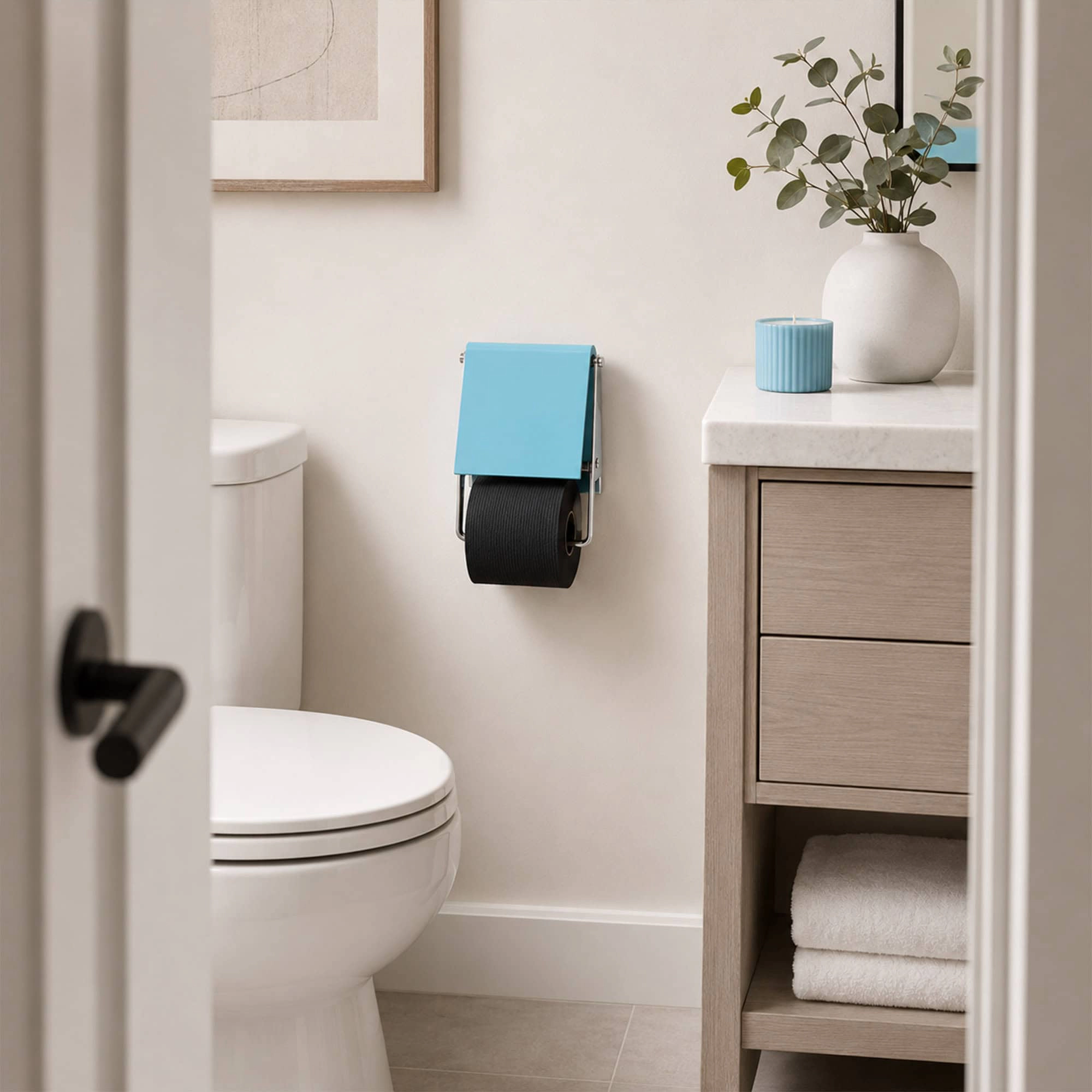 Evideco French Home Goods Wall-Mounted Toilet Paper Holder - Engineered Wood, Chrome Bar