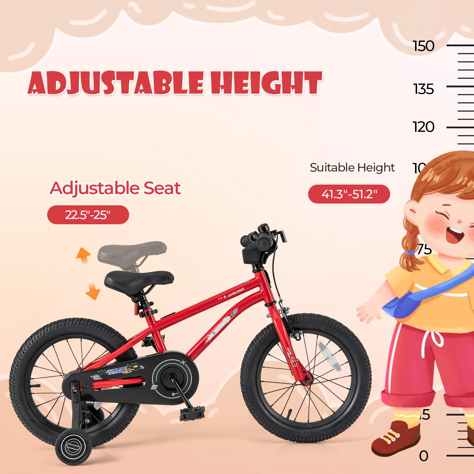 LJG 16-Inch Kids Bike Ages 4-7 with Handbrake and Coaster Brake and Bell Ring