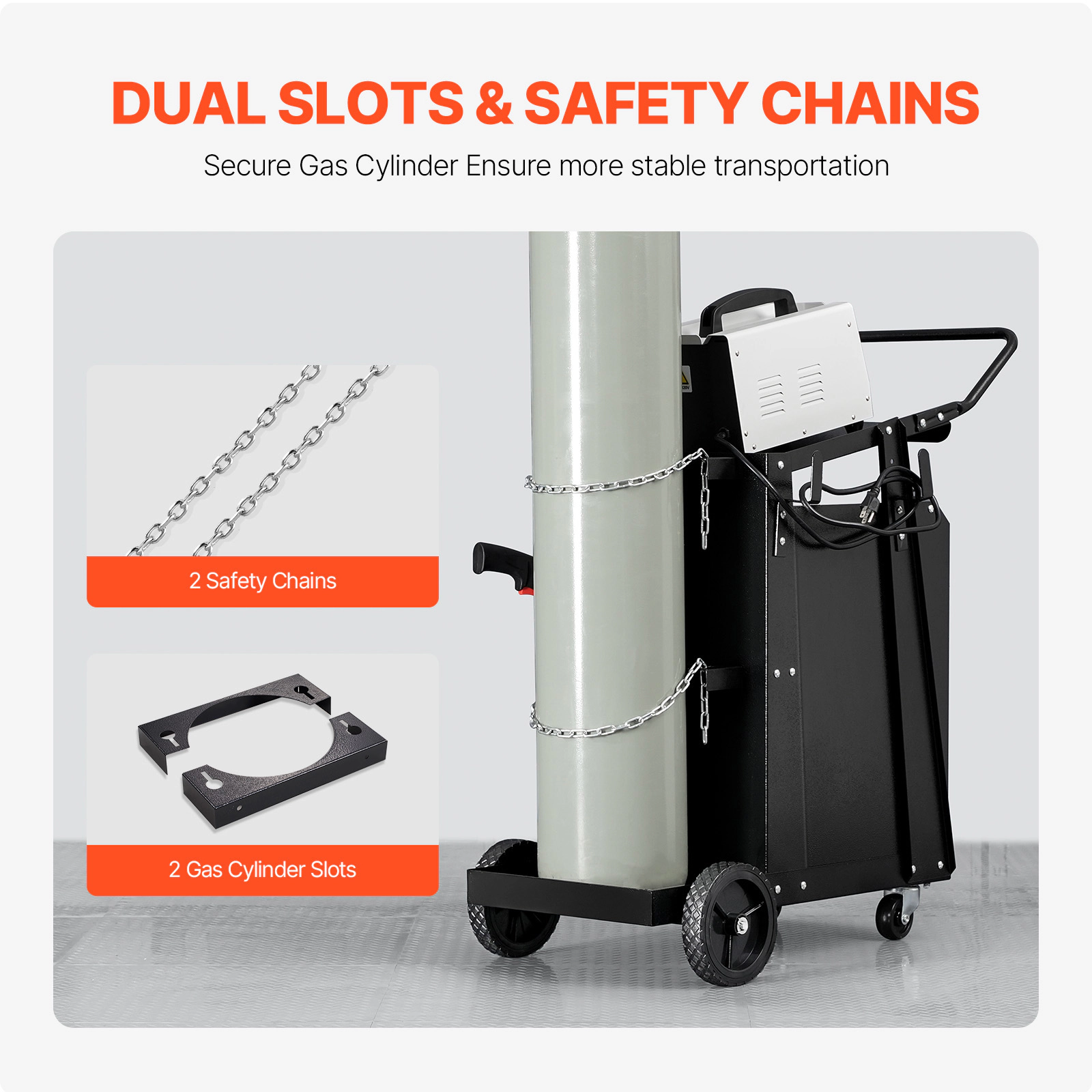 HONGGE Welding Cart with 2 Drawers & Lockable Cabinet, 350 lbs Capacity, Steel Cart for MIG TIG Welders