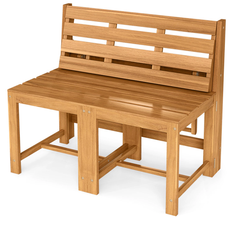 Hivvago 3-In-1 Outdoor Acacia Wood Loveseat Bench Furniture With Slatted Seat