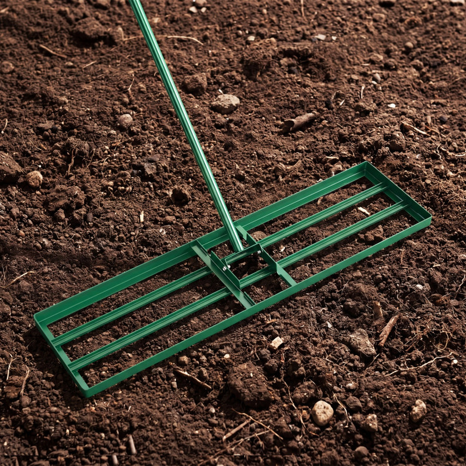 SUGIFT 36 x 10 in Lawn Leveling Rake Multi-Tool with 67-in Ergonomic Handle 13-lb Net Weight Black Silver 1-Piece