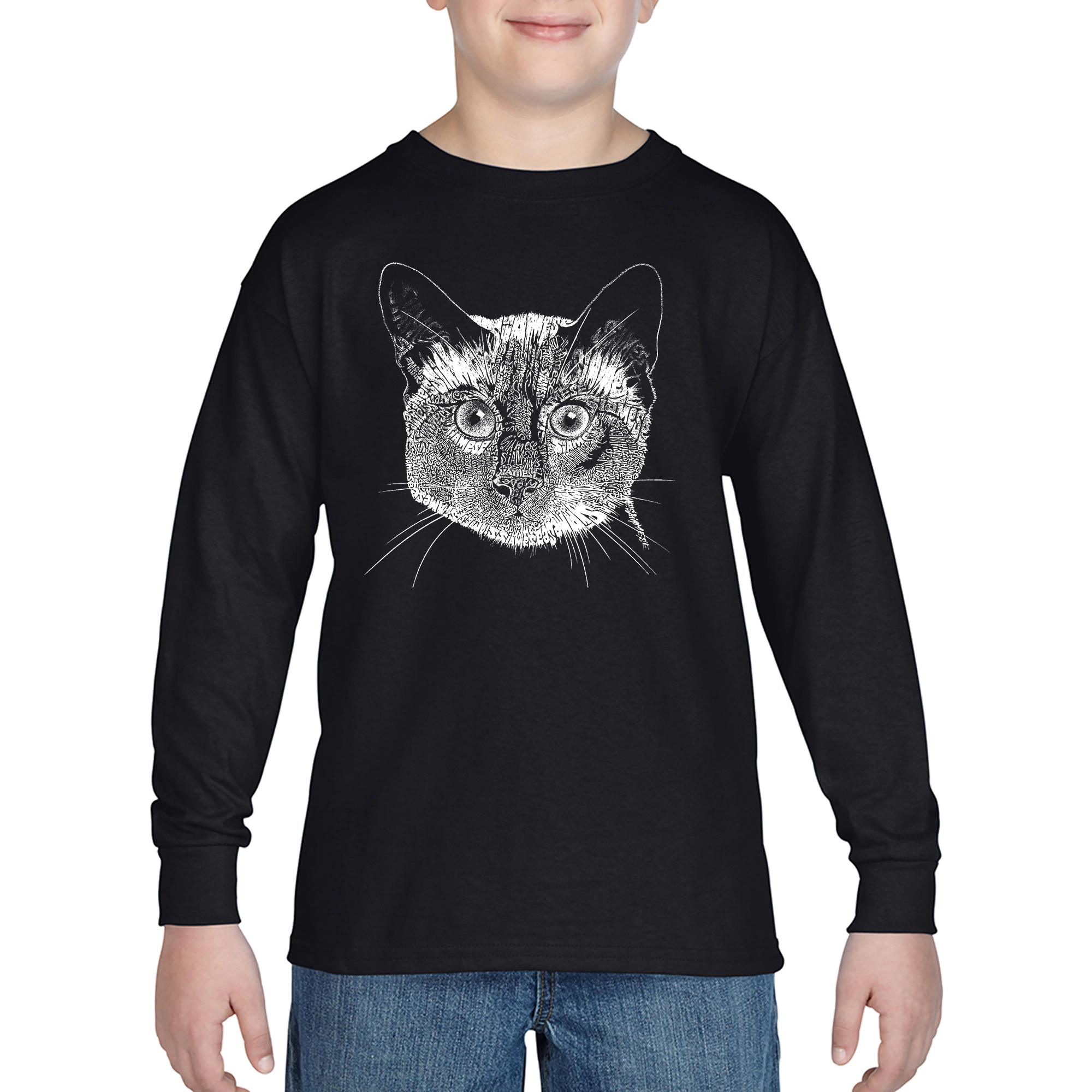 LA Pop Art Boys Long Sleeve T-Shirt -  Siamese Cat