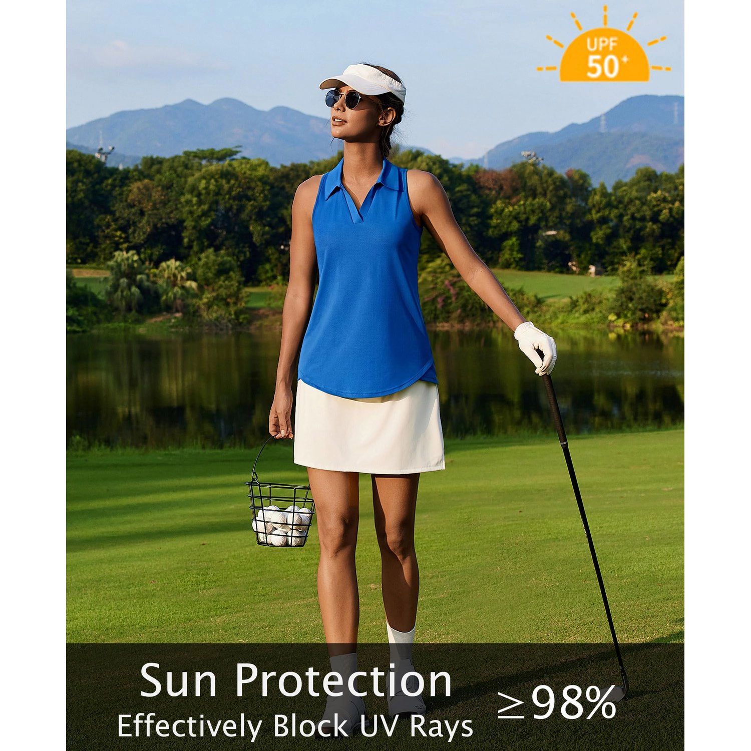 Pinspark Womens Sporty Sleeveless Polo Shirt Summer Ribbed Solid Casual Tank Tops