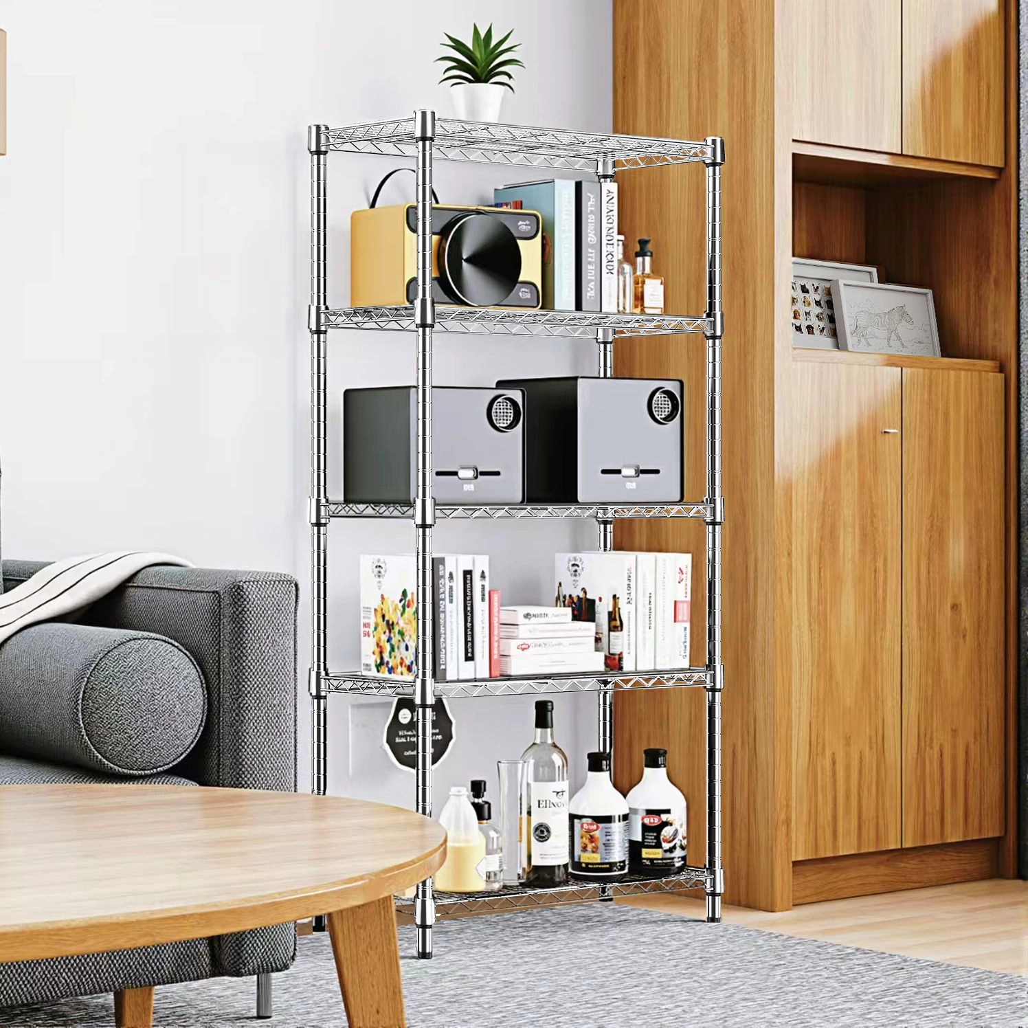 Flynama 5 Tier Utility Wire Shelving 1250 lbs Steel Organizer Rack for Home Kitchen and Office