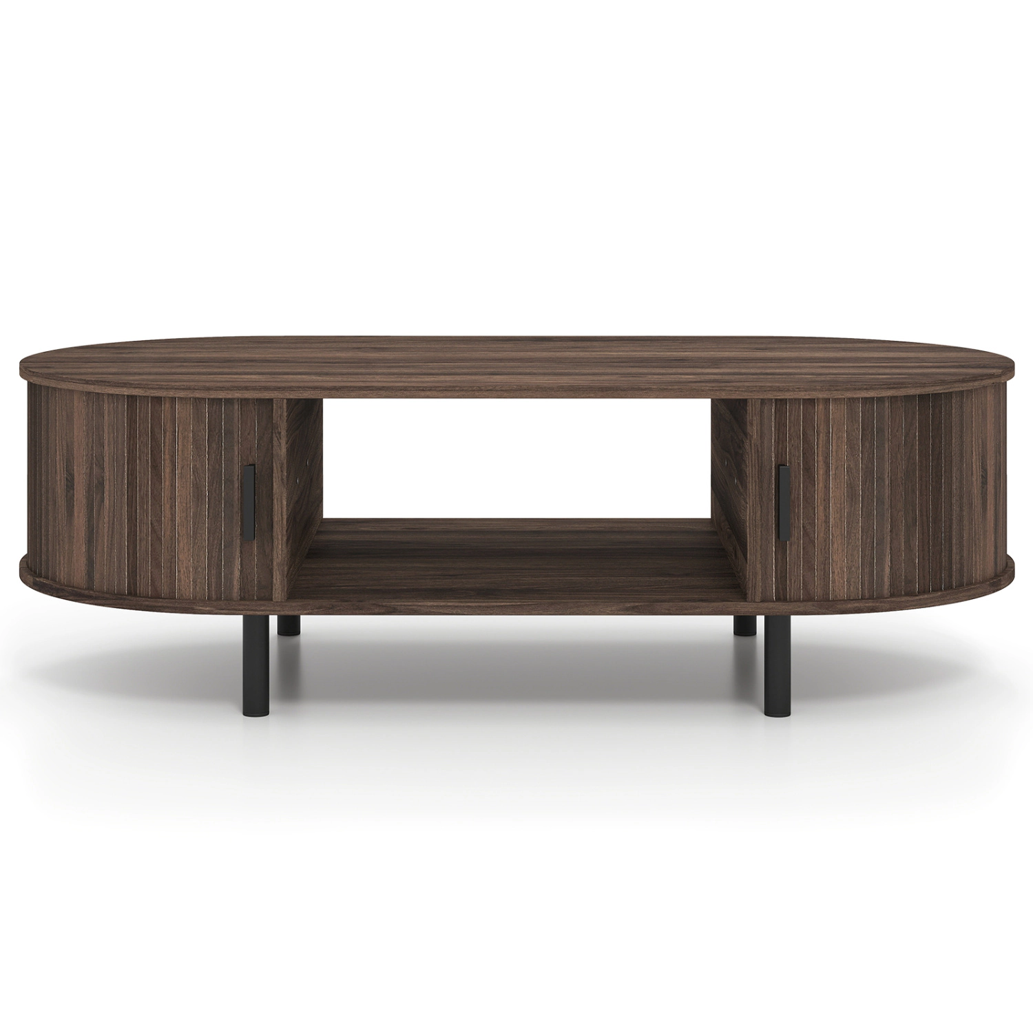 LJG Oval Coffee Table 47.5inch Wooden Center Table with Storage