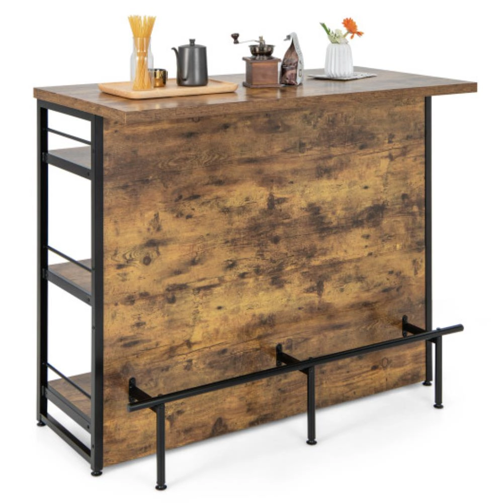 Hivvago Kitchen Island with 4-Tier Storage Shelf and Long Footrest for Home