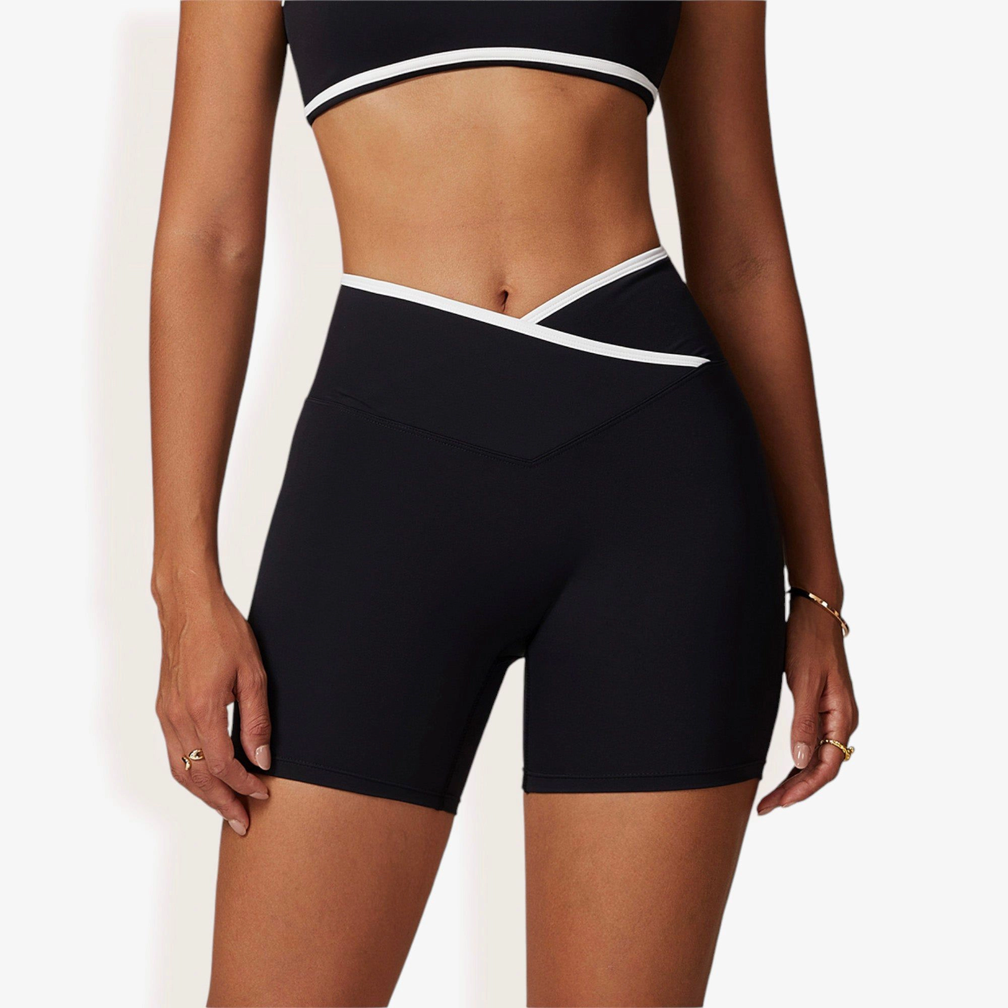 Anna-Kaci Women's High Waist Cross Band Athletic Shorts for Yoga and Training