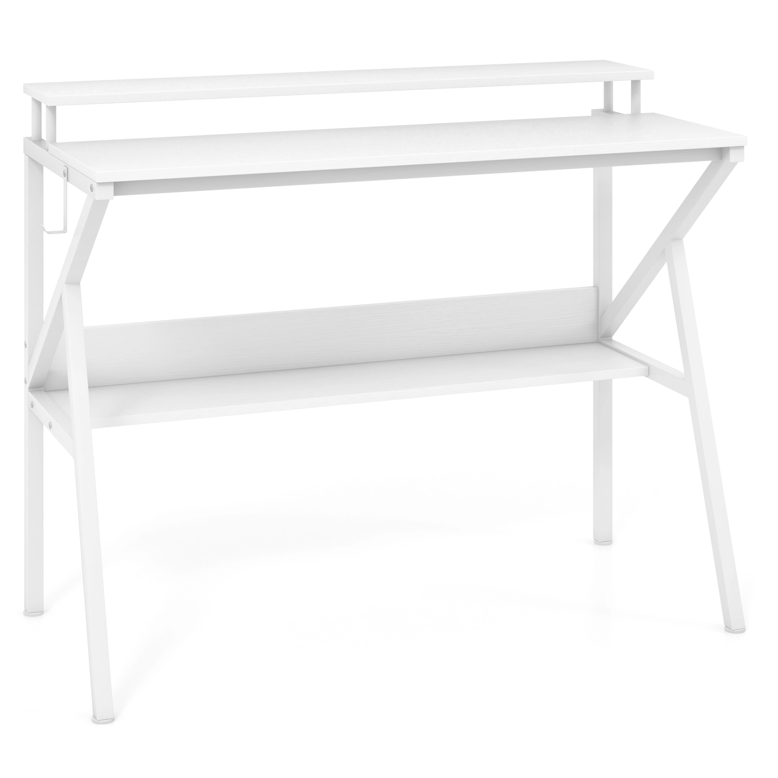 SUGIFT 39.5-Inch Computer Desk with Monitor Stand, Bottom Shelf and Removable Hook