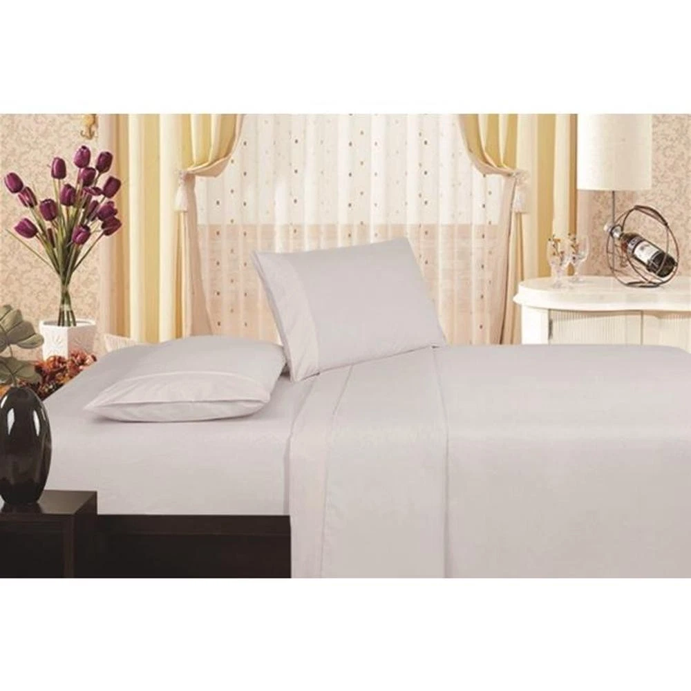 Plazatex Vine Print 90GSM Brushed Microfiber Soft Wrinkle Free Sheet Set Queen 60x80 White