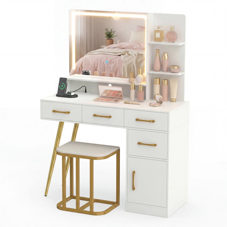 Hivvago Vanity Set With Mirror And Lights And Table With Adjustable Brightness
