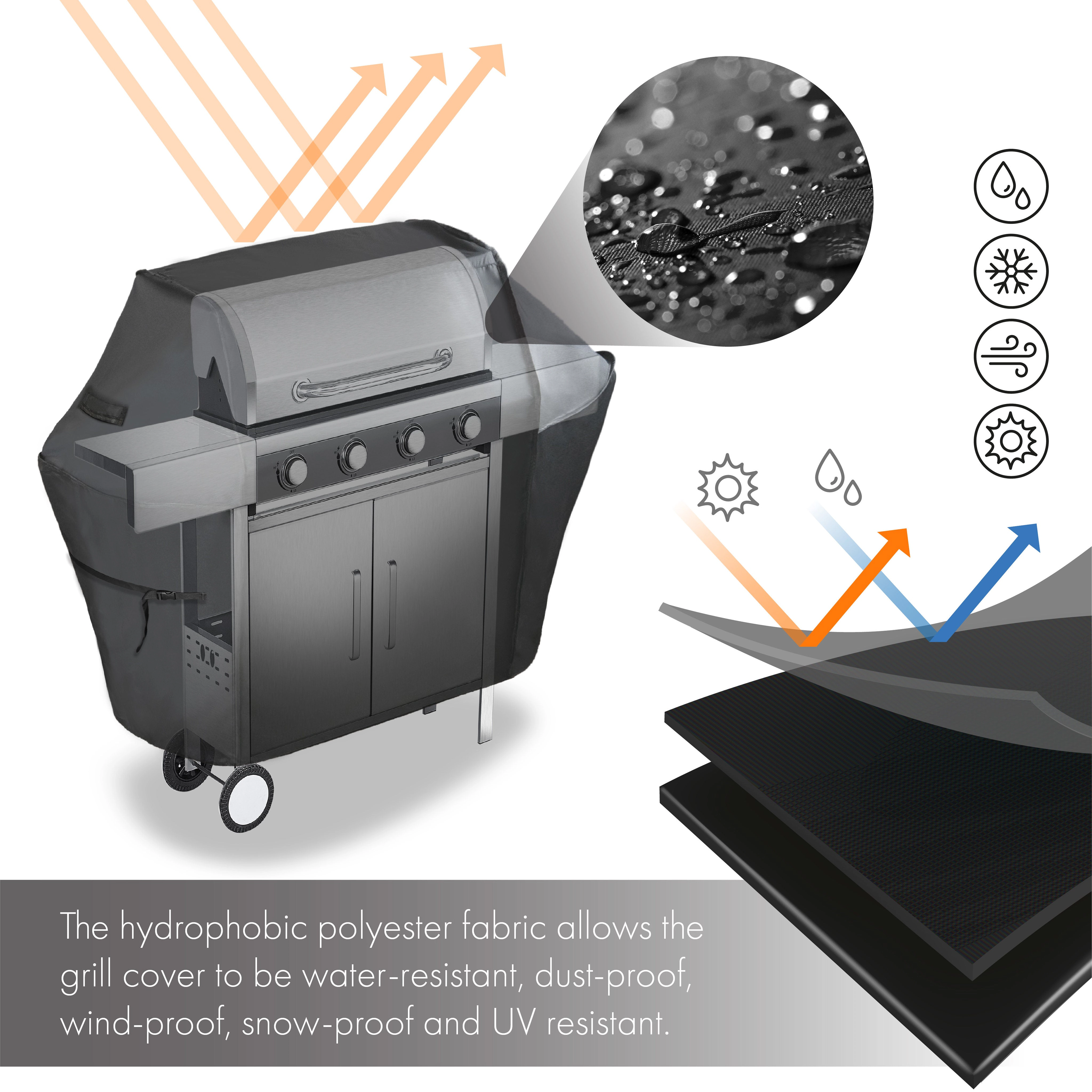 G128 30-inch Black Grill Cover - Waterproof UV-Resistant Gas Grill Cover, Fits Most 30" Grills